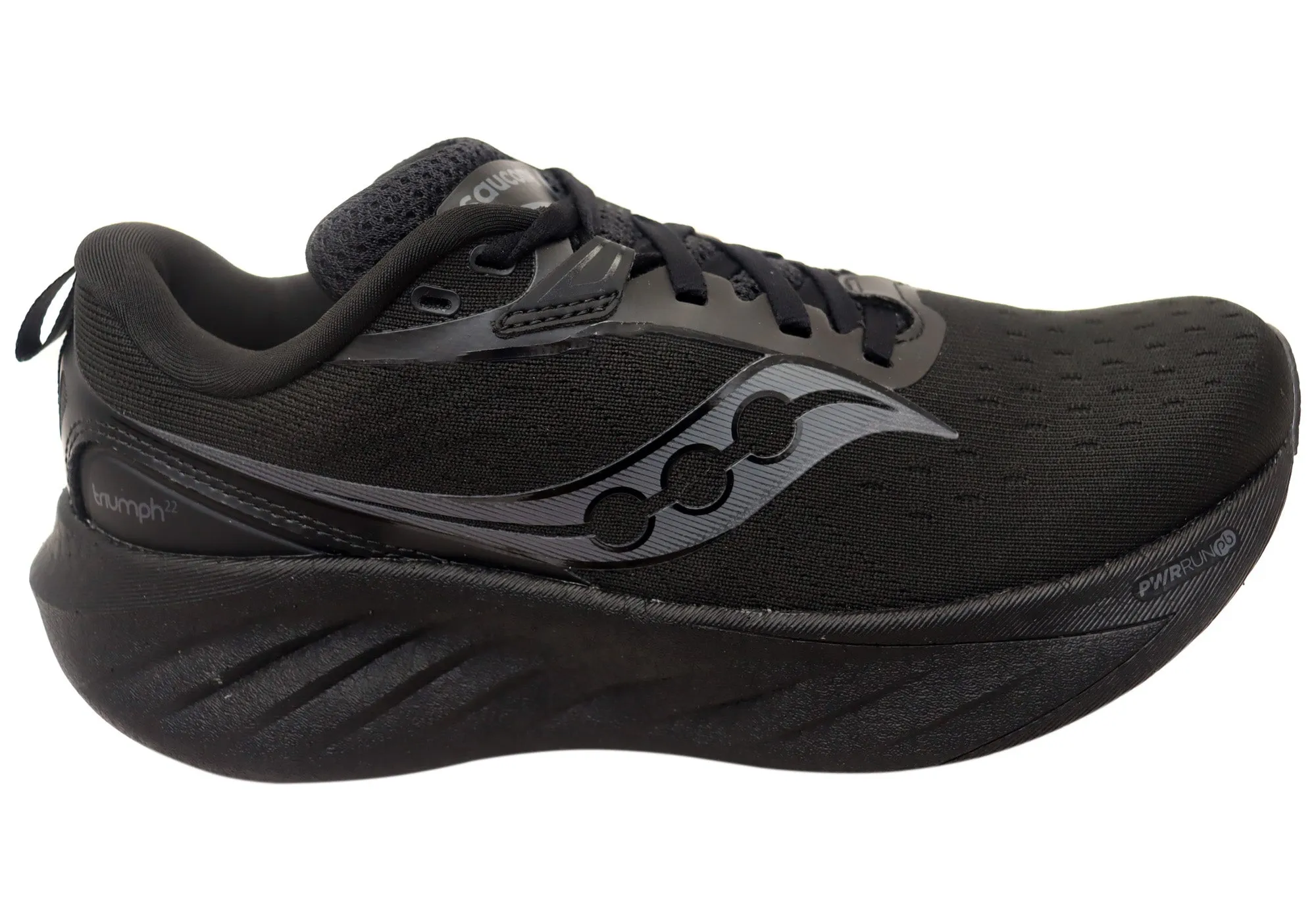 Saucony Womens Triumph 22 Comfortable Triple Black Athletic Shoes Lifestyle Athlete Basic Casual