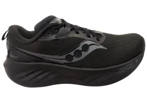 Saucony Womens Triumph 22 Comfortable Triple Black Athletic Shoes Comfortable Knit Functional Design