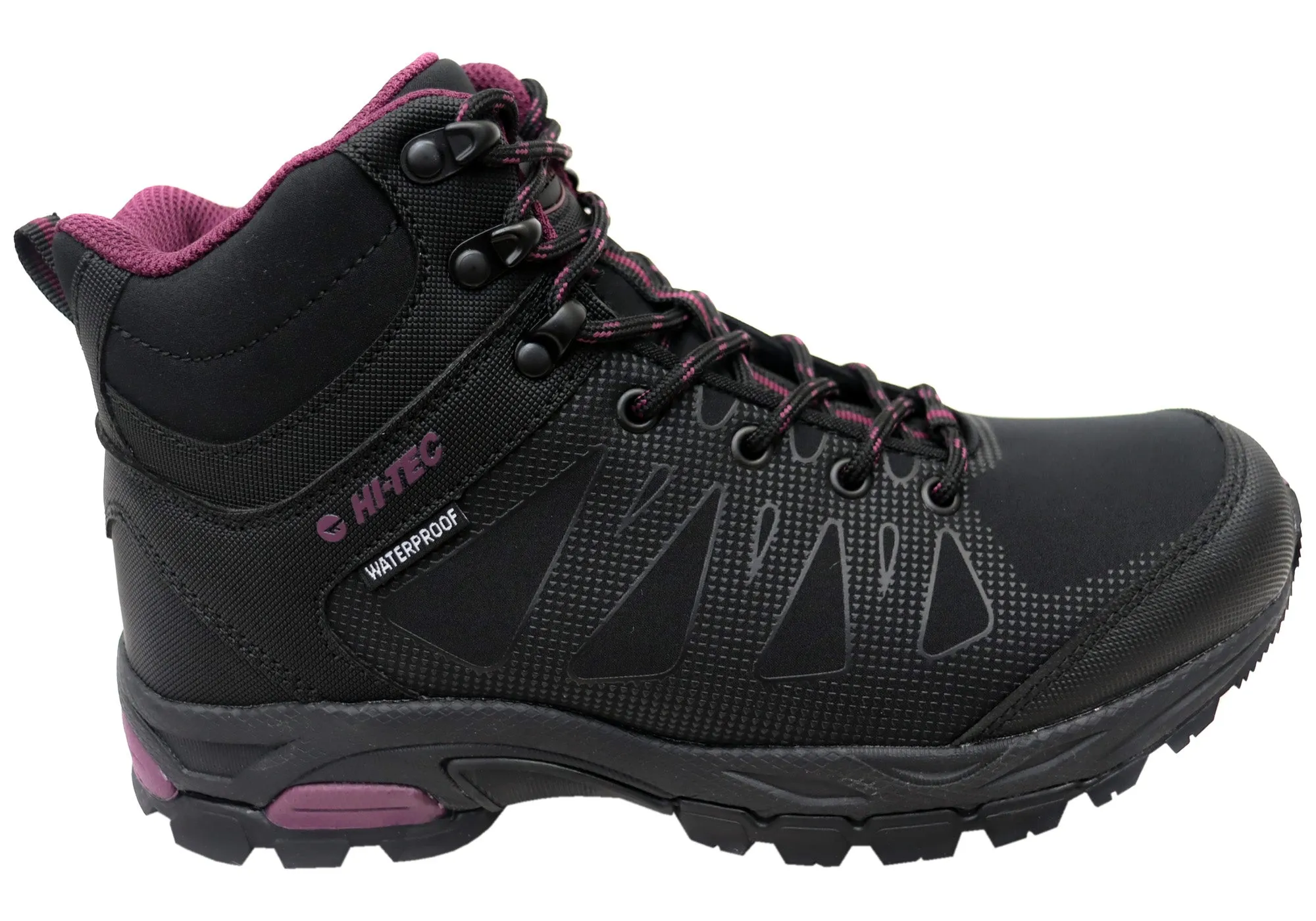 Reinforced Form Weekend Camping Slip Resistant Remote Hiking Hi Tec Womens Raven Mid WP Waterproof Comfortable Hiking Boots