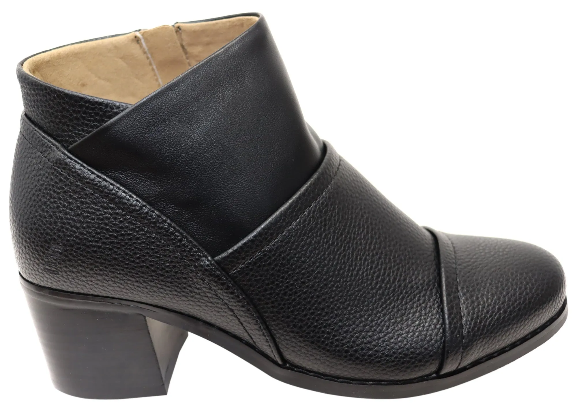 Slip On Homyped Empress Block Heel Womens Wide Fit Ankle Boots