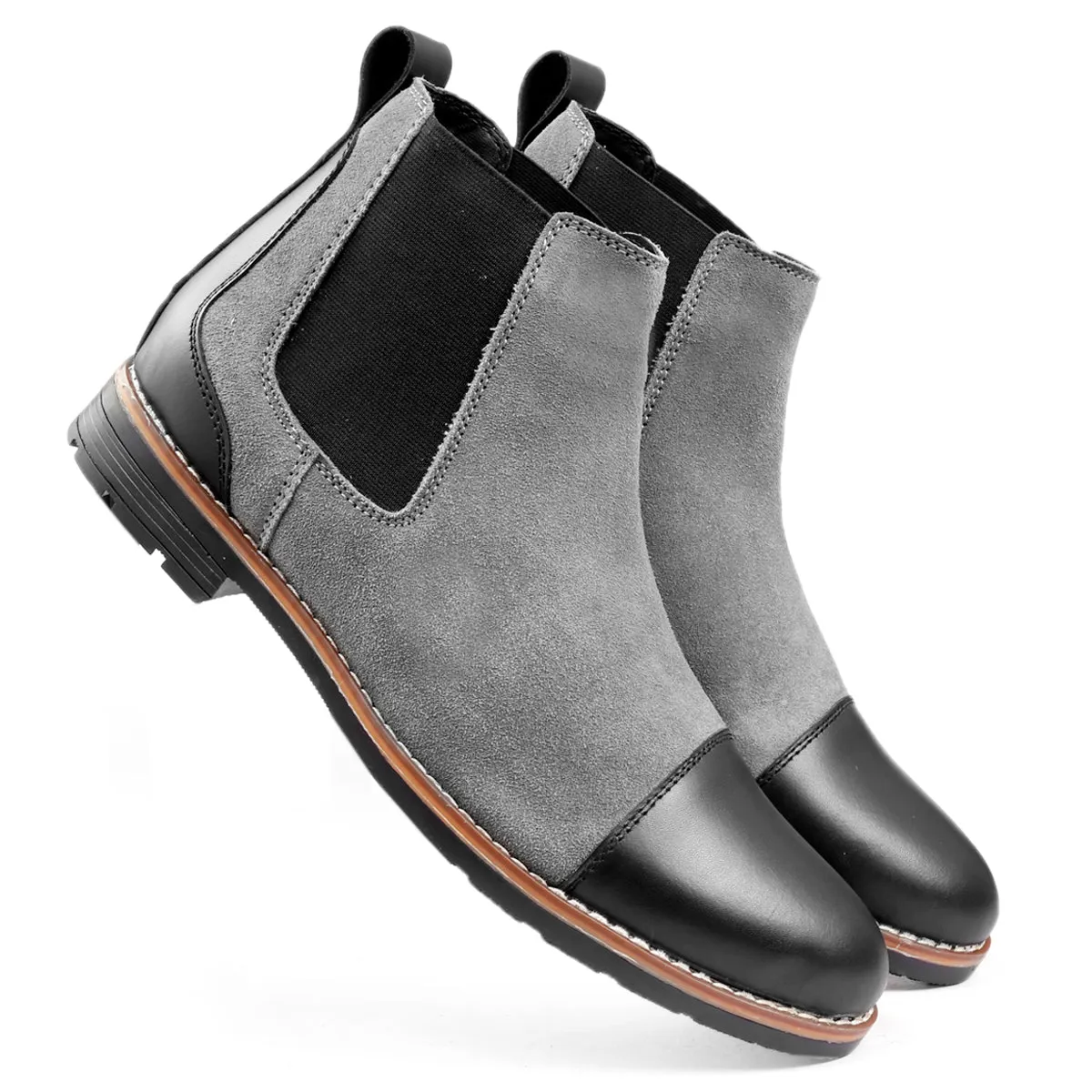 Cushioned heel Bacca Bucci Genuine Smooth Leather Suede Boots | Chelsea Boots high end Urban Fashion