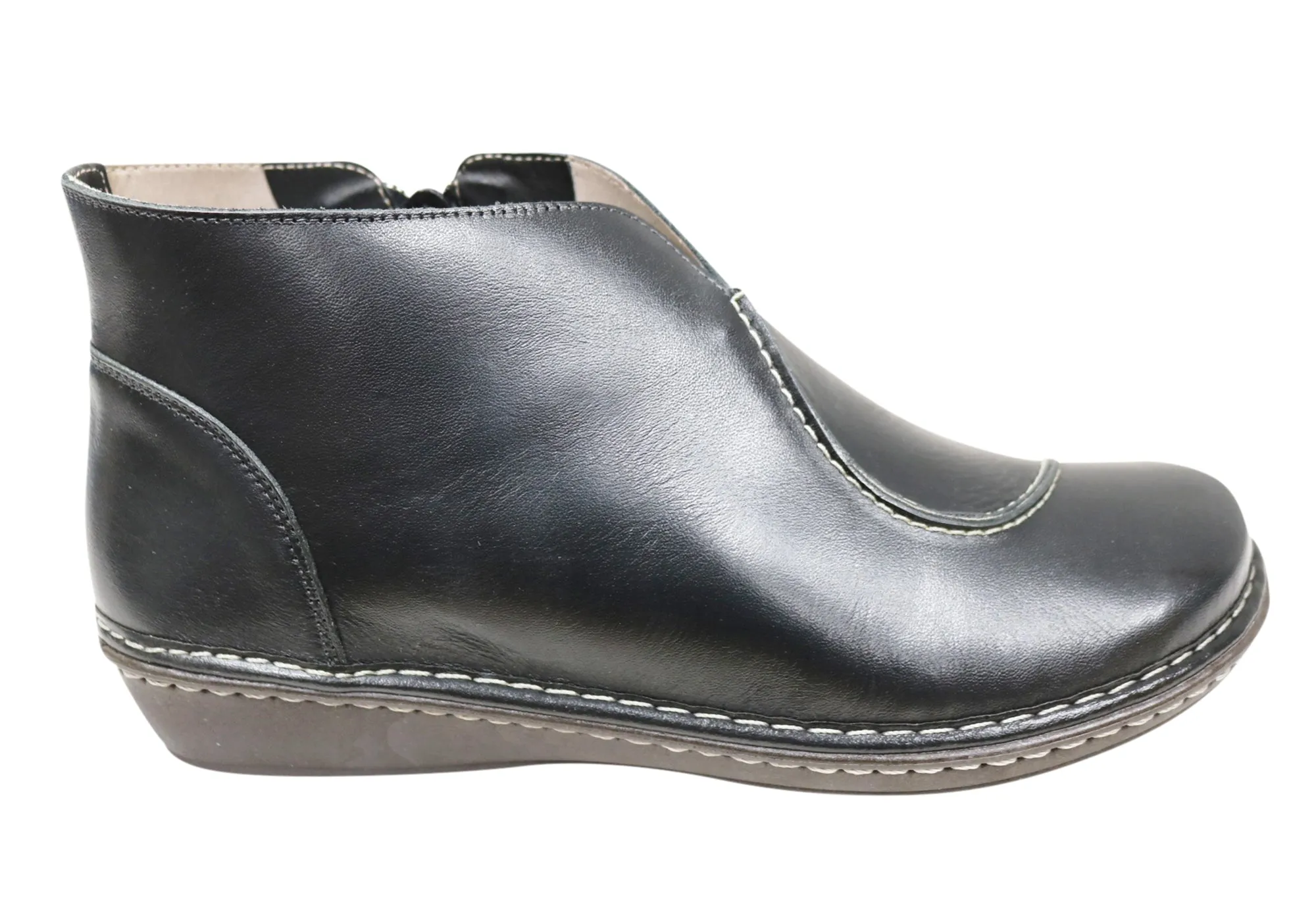 Cushion Collar J Gean Insight Womens Comfortable Leather Ankle Boots Made In Brazil