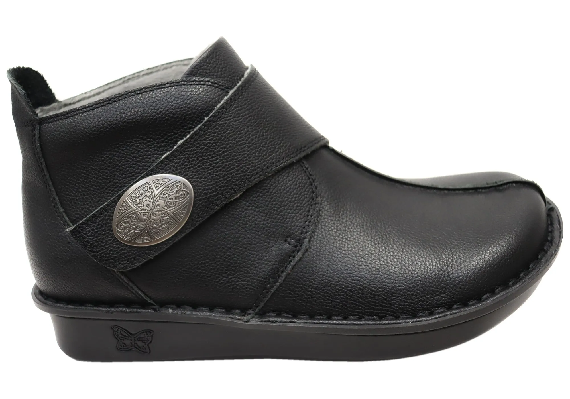 Breathable Sole Sporty Design Alegria Caiti Womens Leather Ankle Boots With Adjustable Strap