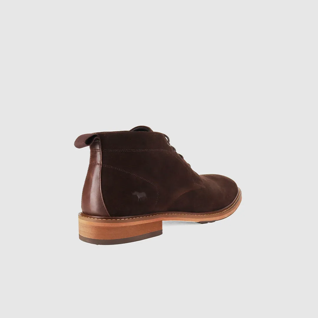 Biker Tough Clapton Lace Up Boots Dark Brown Suede