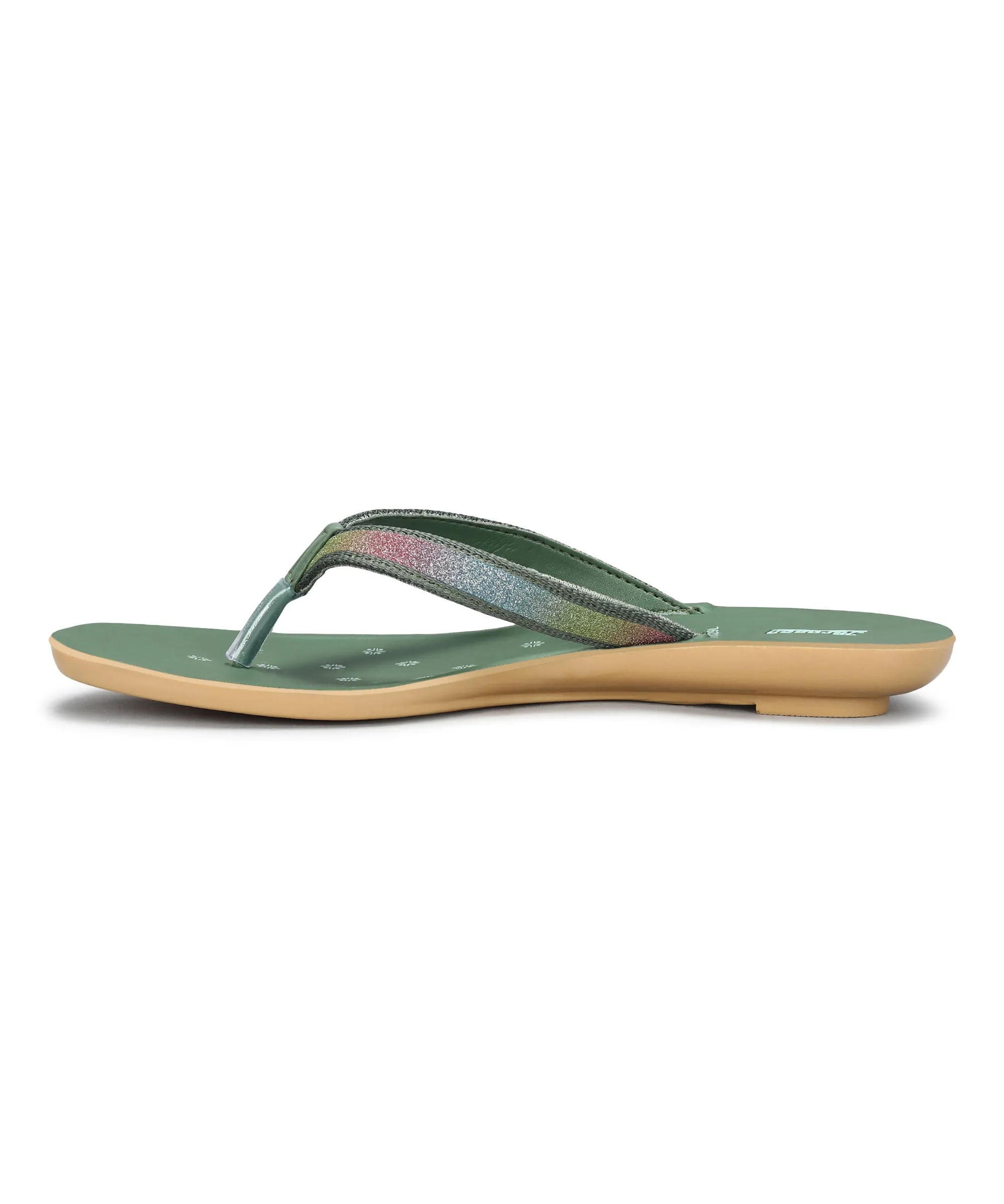 Paragon Women's Slip On Flat Green Sandals | Durable Dailywear Sandals Arch support Versatile Looks