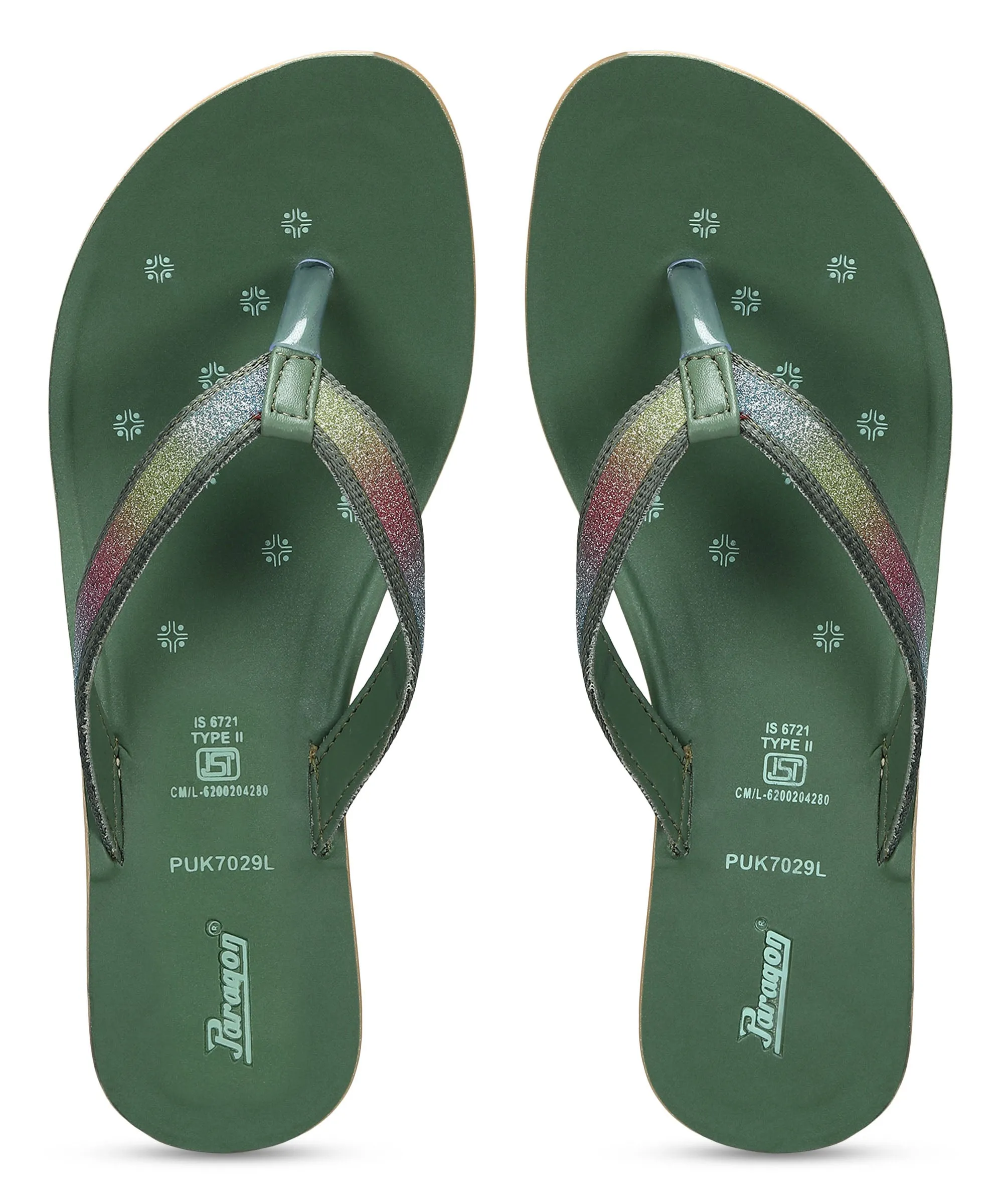 Light Straps Gentle Walk Paragon Women's Slip On Flat Green Sandals | Durable Dailywear Sandals