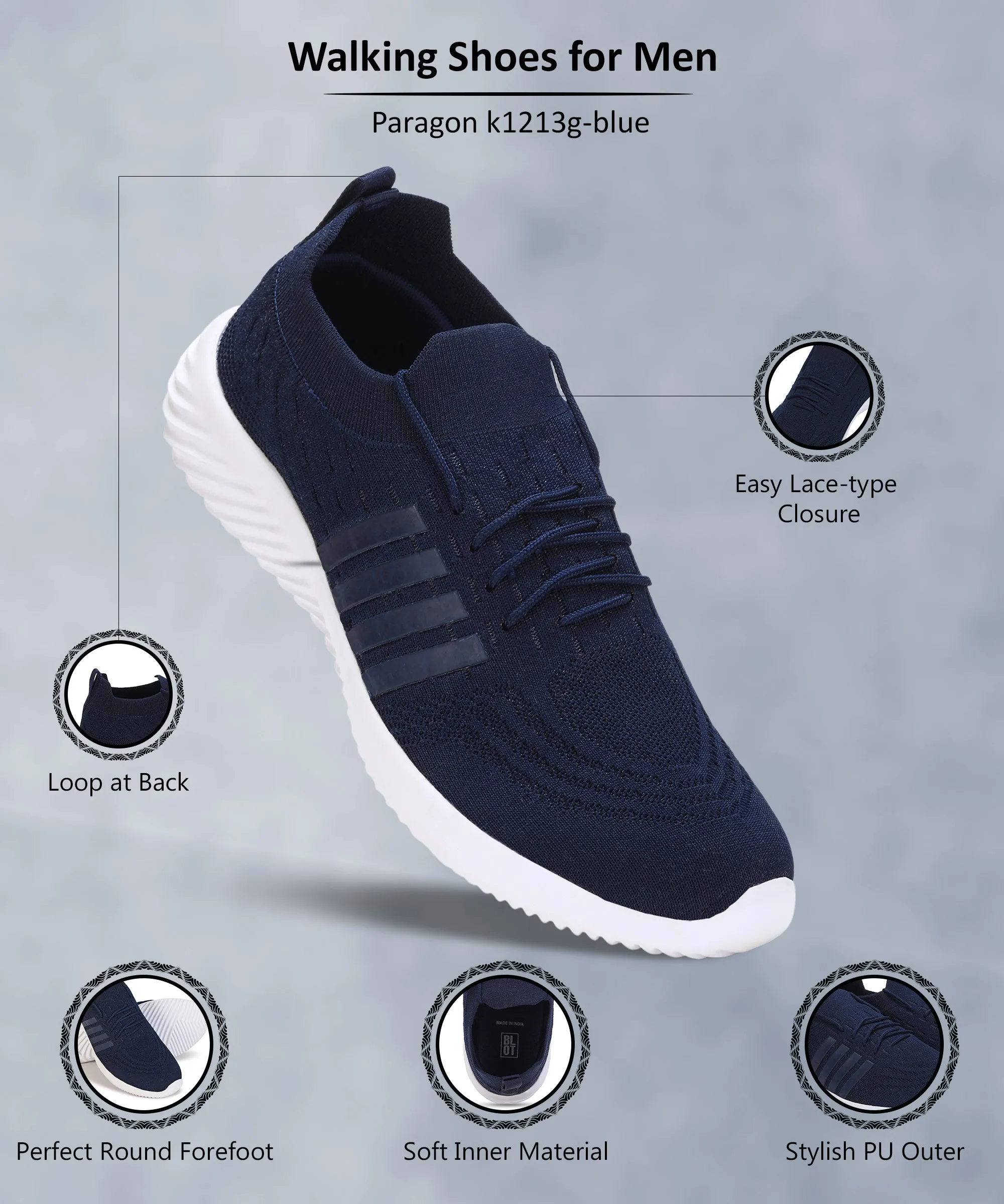 Lightweight Upper Paragon  K1213G Men Walking, Running, Training, Cricket, Gym, Sports Shoes | Athletic Shoes with Comfortable Cushioned Sole for Daily Outdoor Use
