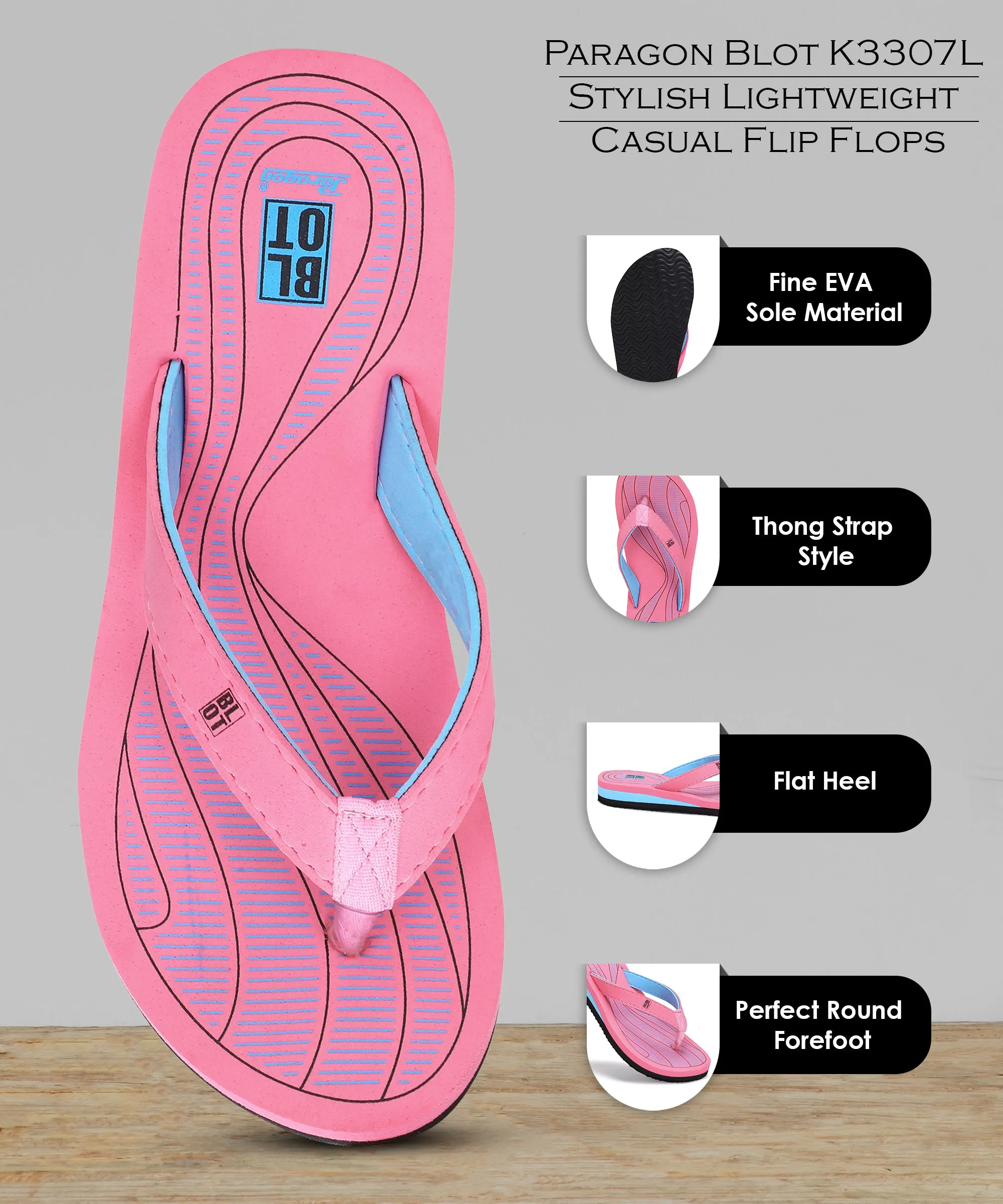 Paragon Blot K3307L Women Slippers | Lightweight Flipflops for Indoor & Outdoor | Casual & Comfortable | For Everyday Use Soft Heel