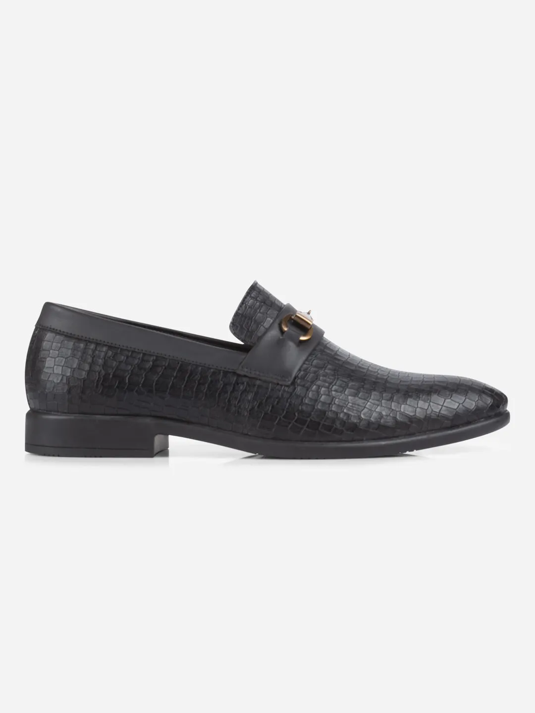 Dapper Style Decorative Stitch Men's Black Fashion Buckle Slip On (IX1084)