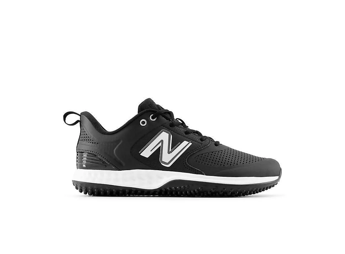 Calm Tone New Balance Men's Fresh Foam 3000 V6 Turf Baseball Shoes - Black with White - T3000SK6