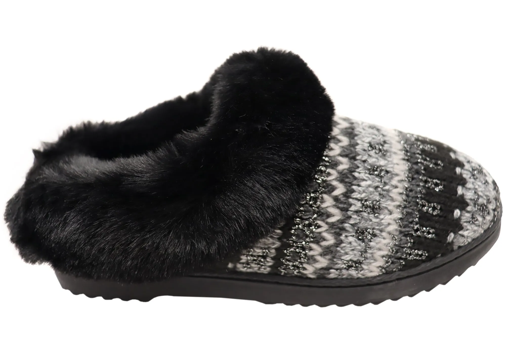 Streamlined Shape Dearfoams Womens Comfortable Hannah Festive Knit Clog Slippers