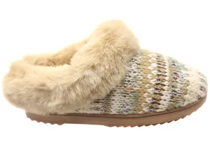 Dearfoams Womens Comfortable Hannah Festive Knit Clog Slippers LowTop Anti Slip Coating