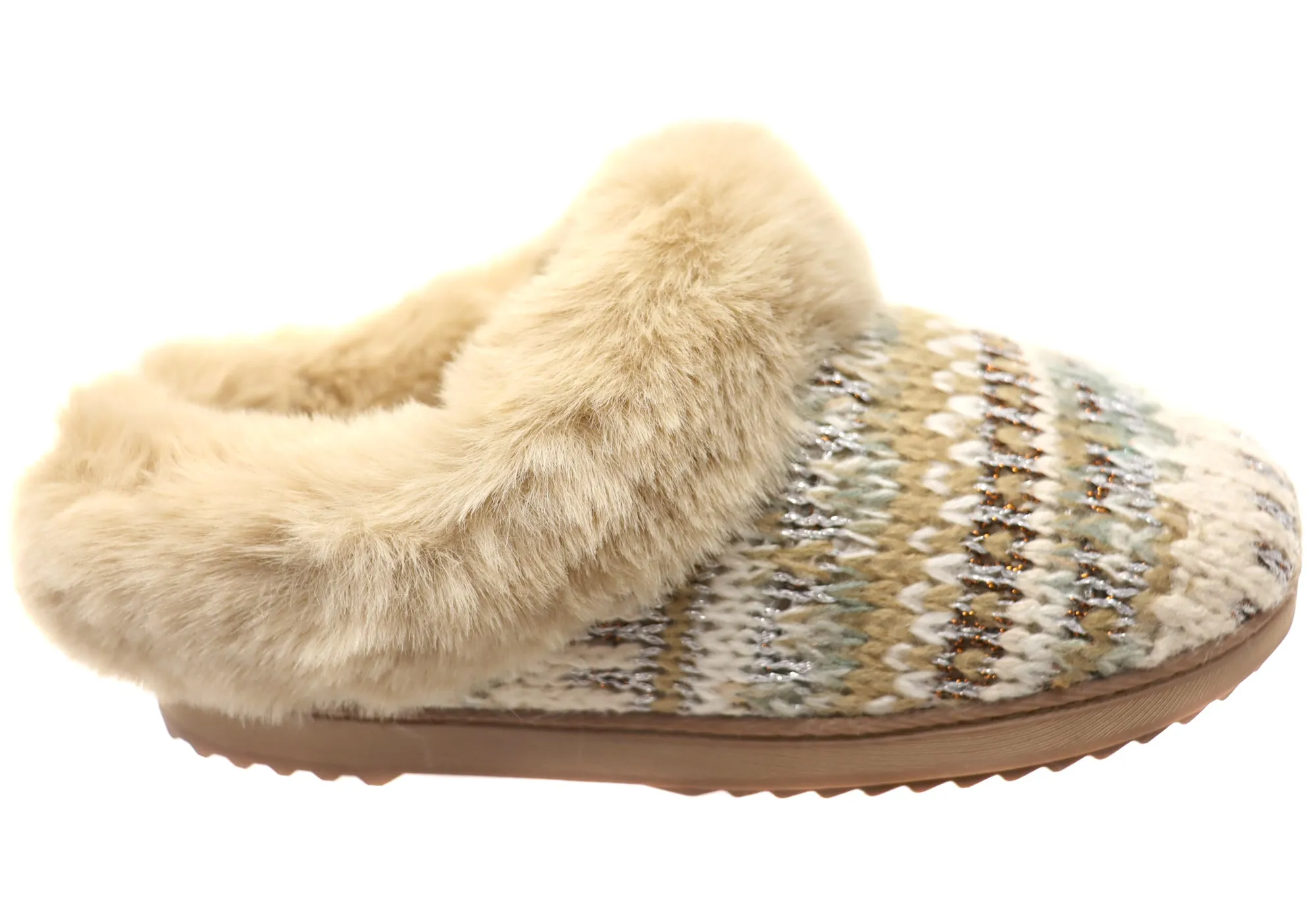 Dearfoams Womens Comfortable Hannah Festive Knit Clog Slippers Anti Odor Comfortable Step