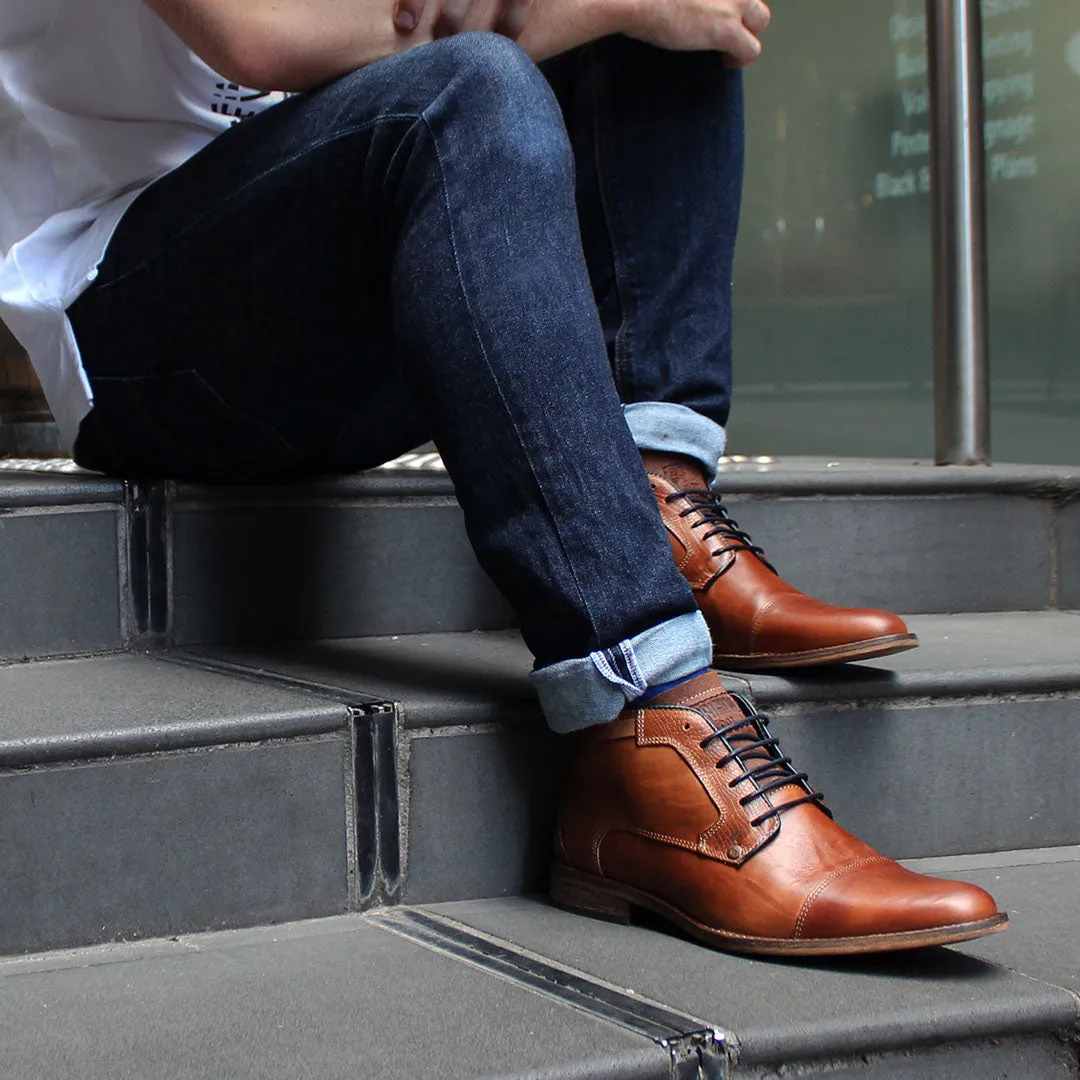 High Utility Cheeta Lace Up Boots Tan