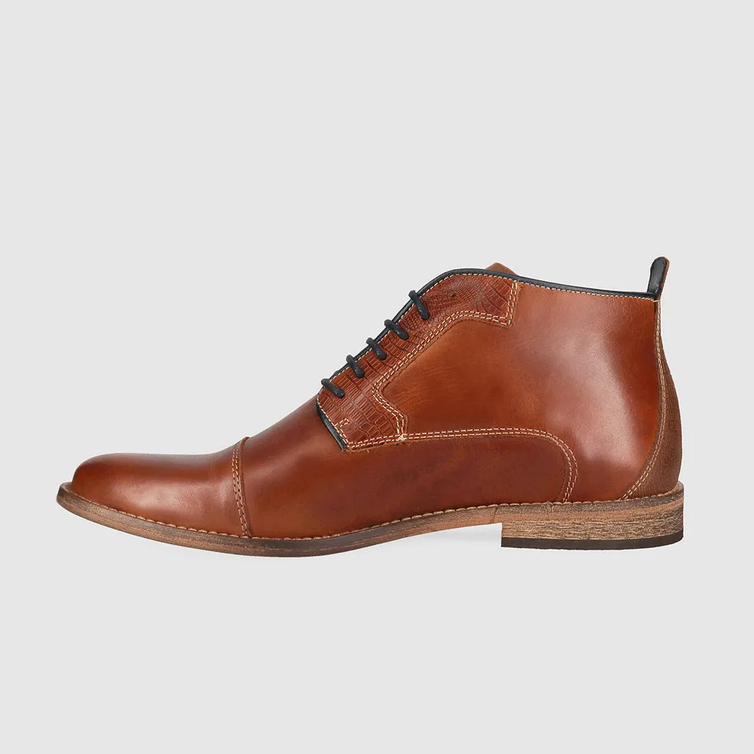 Secure And Comfortable Cheeta Lace Up Boots Tan