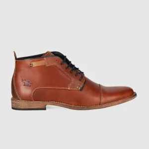 Ankle Coverage Smooth Style Cheeta Lace Up Boots Tan