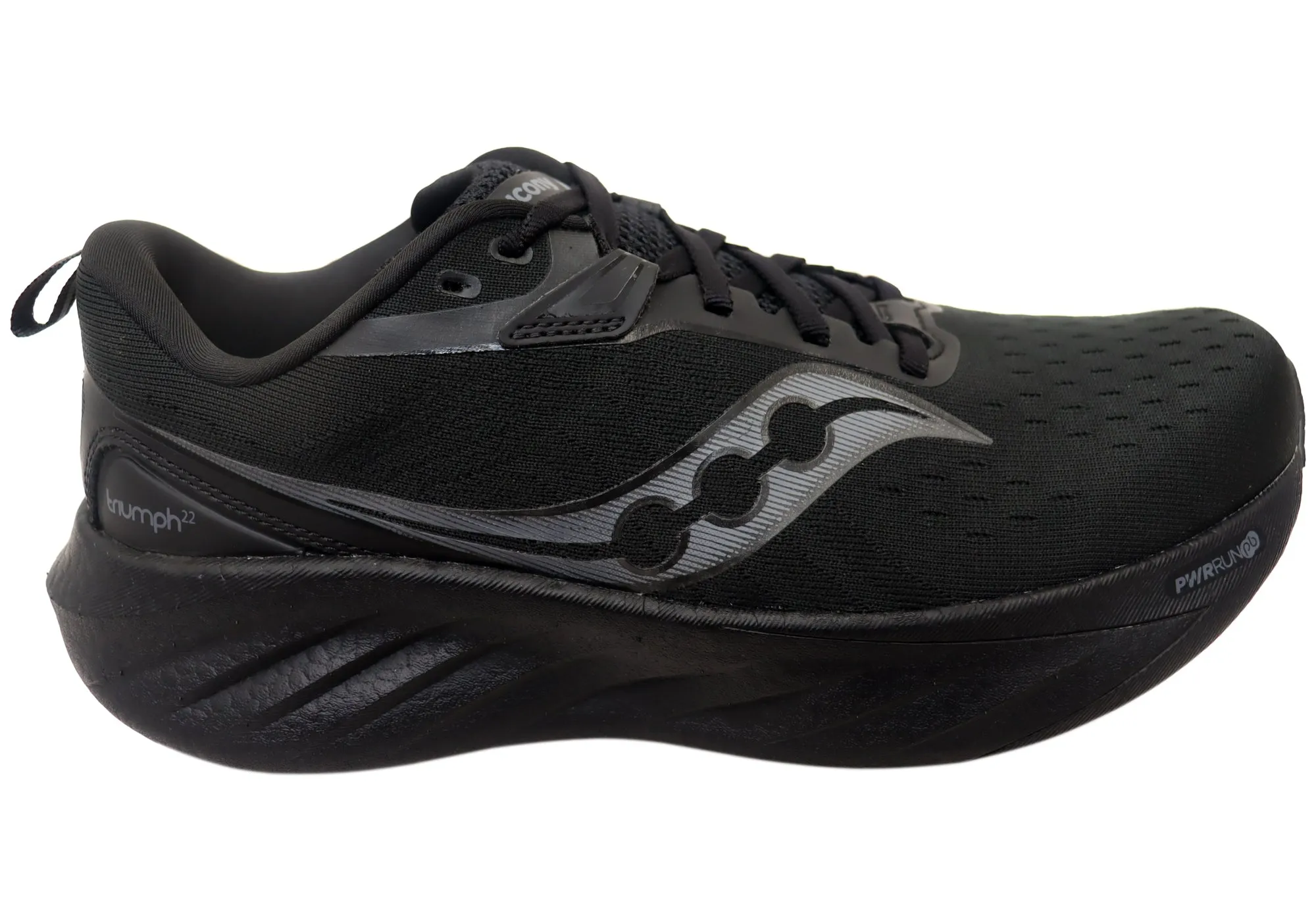 Saucony Mens Triumph 22 Comfortable Triple Black Athletic Shoes Light Jog