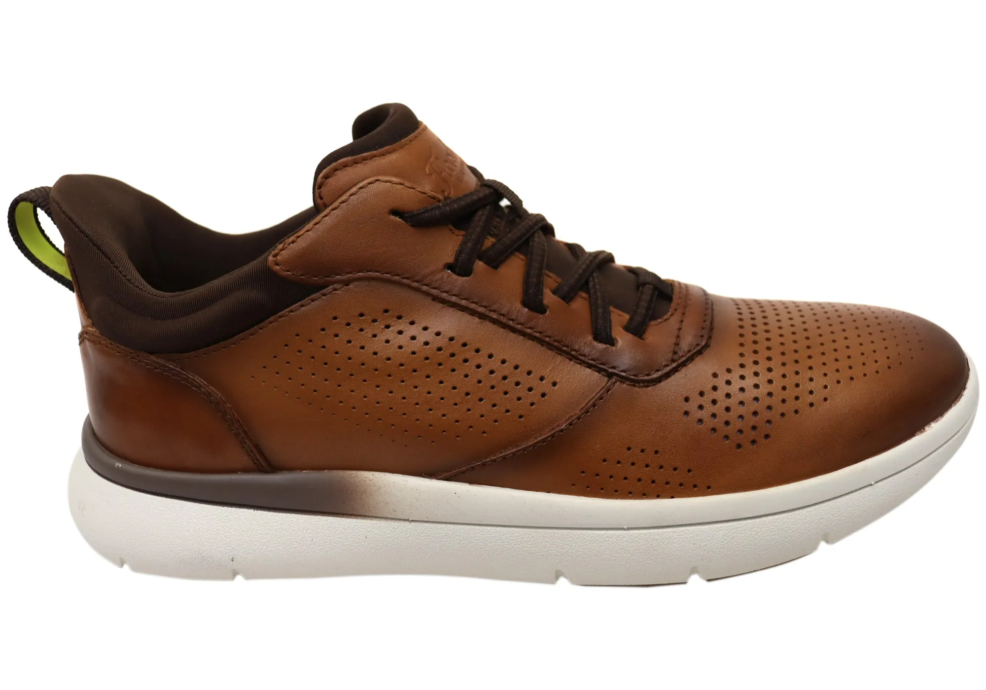 Compression Molded Heel Florsheim Mens Leather EE Extra Wide Fleet Perf Toe Sneakers