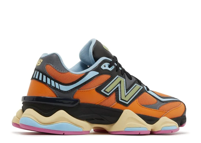 New Balance 9060 Sun Glow Team Sky Blue construction Comfort Flex