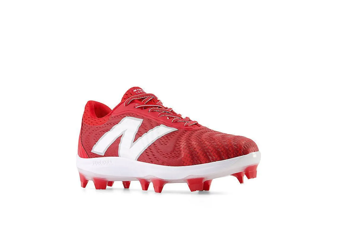 Silver Shine Durable Material New Balance Men's FuelCell 4040 V7 Molded Baseball Cleats - Team Red / White - PL4040R7