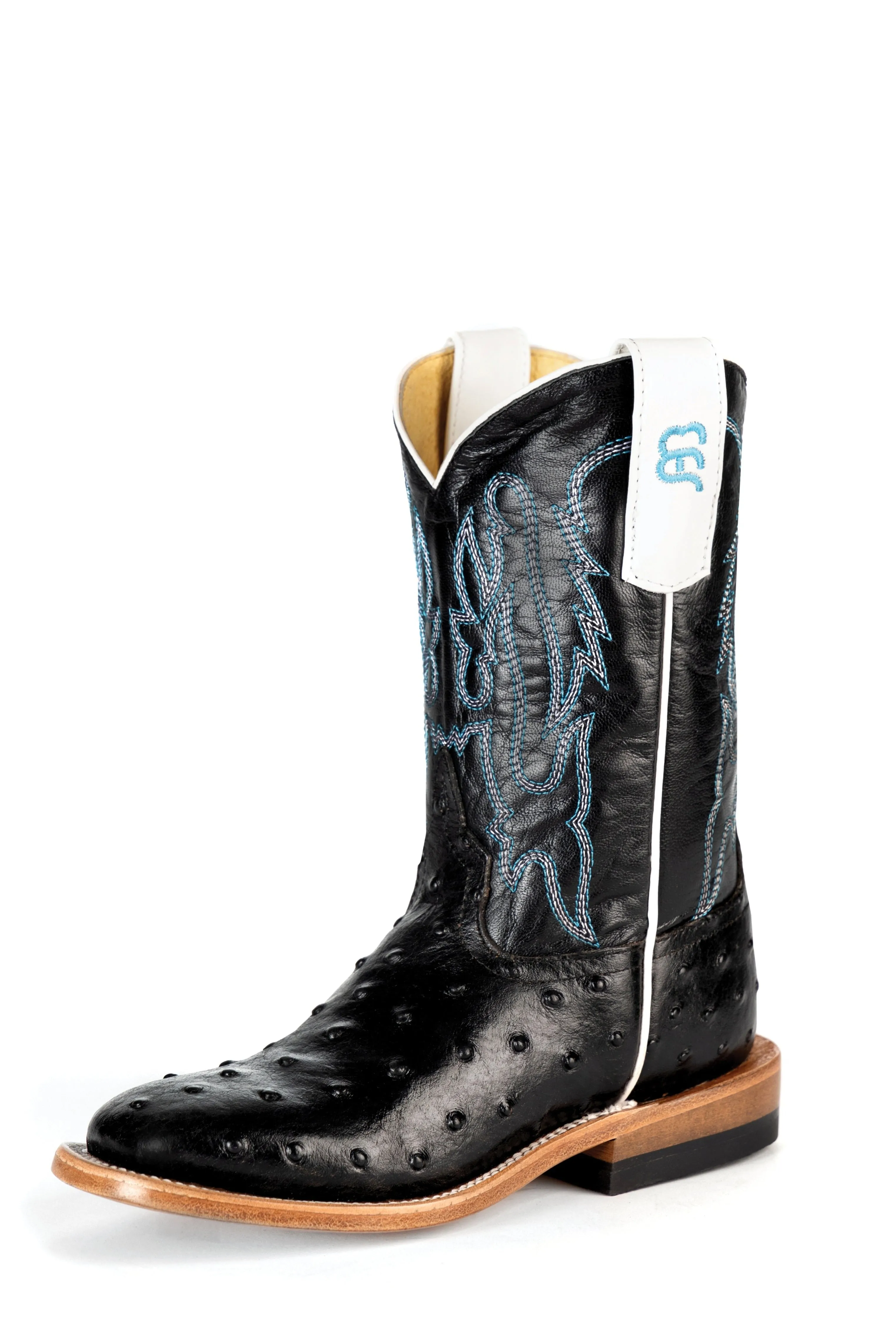 Closed Toe Heat   Resistant Anderson Bean Black Ostrich Print Children's Boot