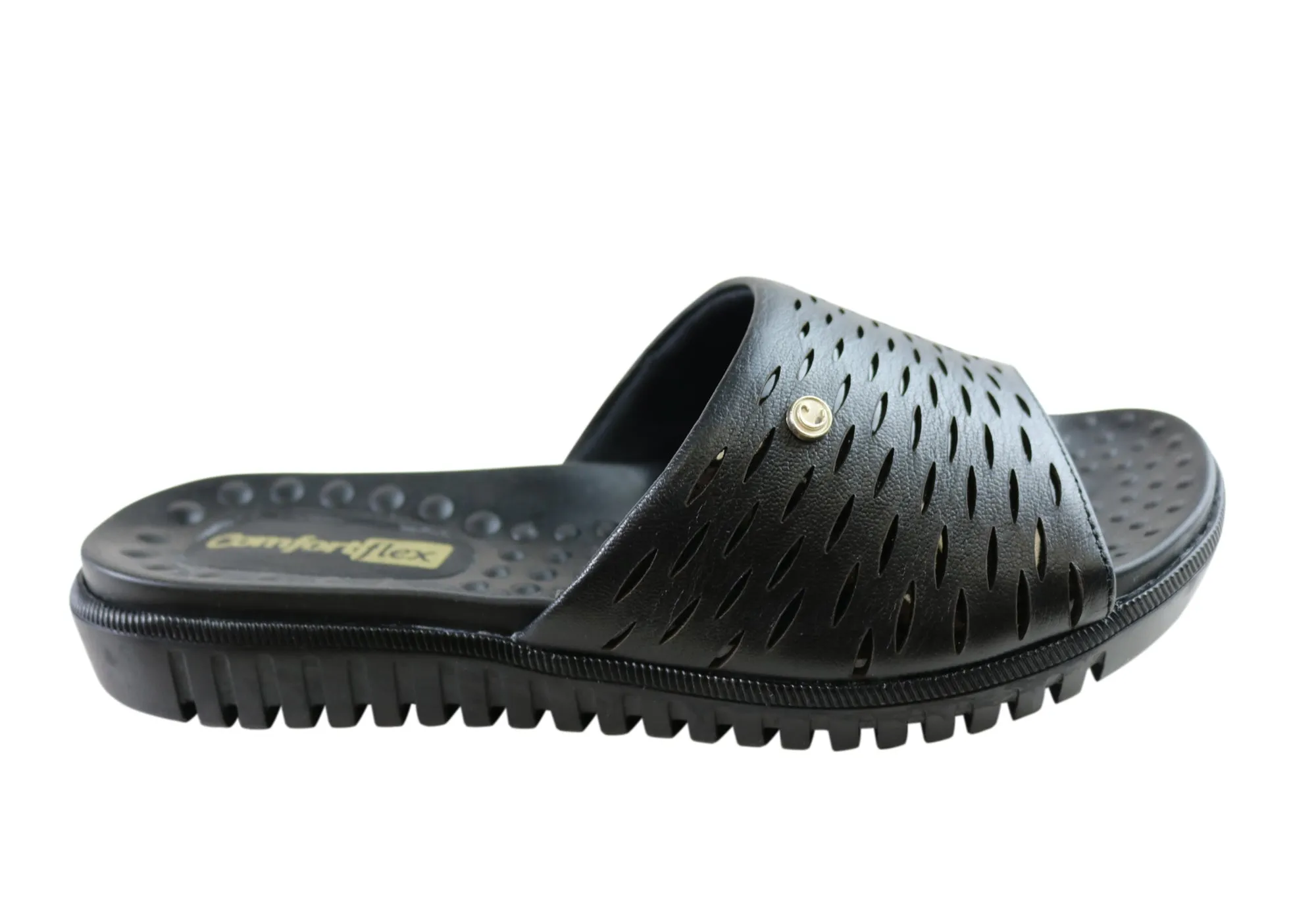 Comfortflex Denise Womens Leather Slides Sandals Made In Brazil Non-Slip Shoes