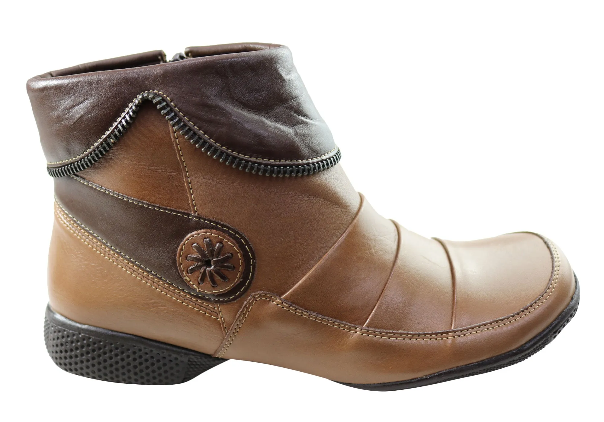 J Gean Hunter Womens Comfortable Leather Ankle Boots Made In Brazil Outdoor Hiking Flexible Movement