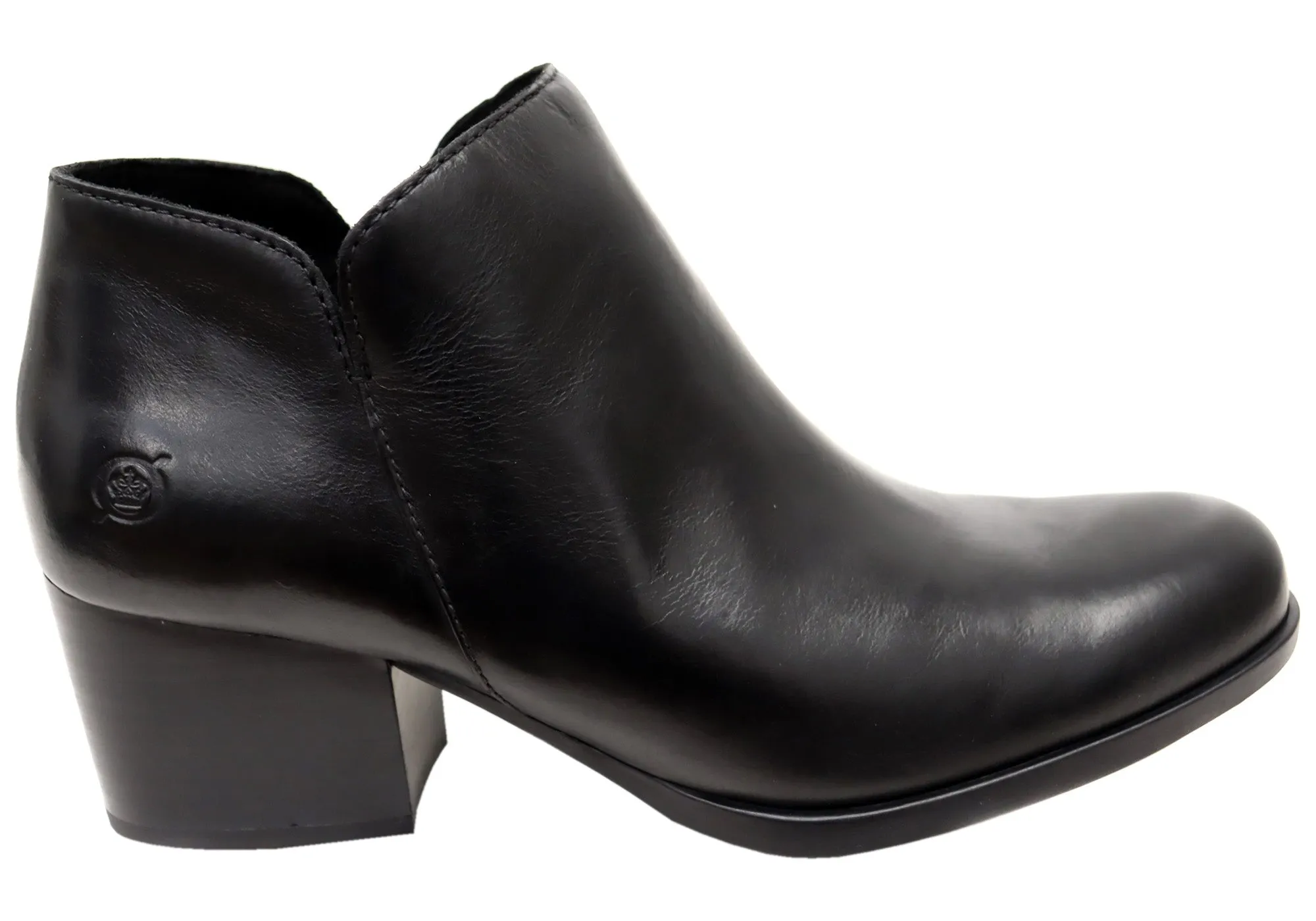 Stable Support Functional Minimalist Zip Edge Born Kenzy Womens Comfortable Leather Mid Heel Ankle Boots