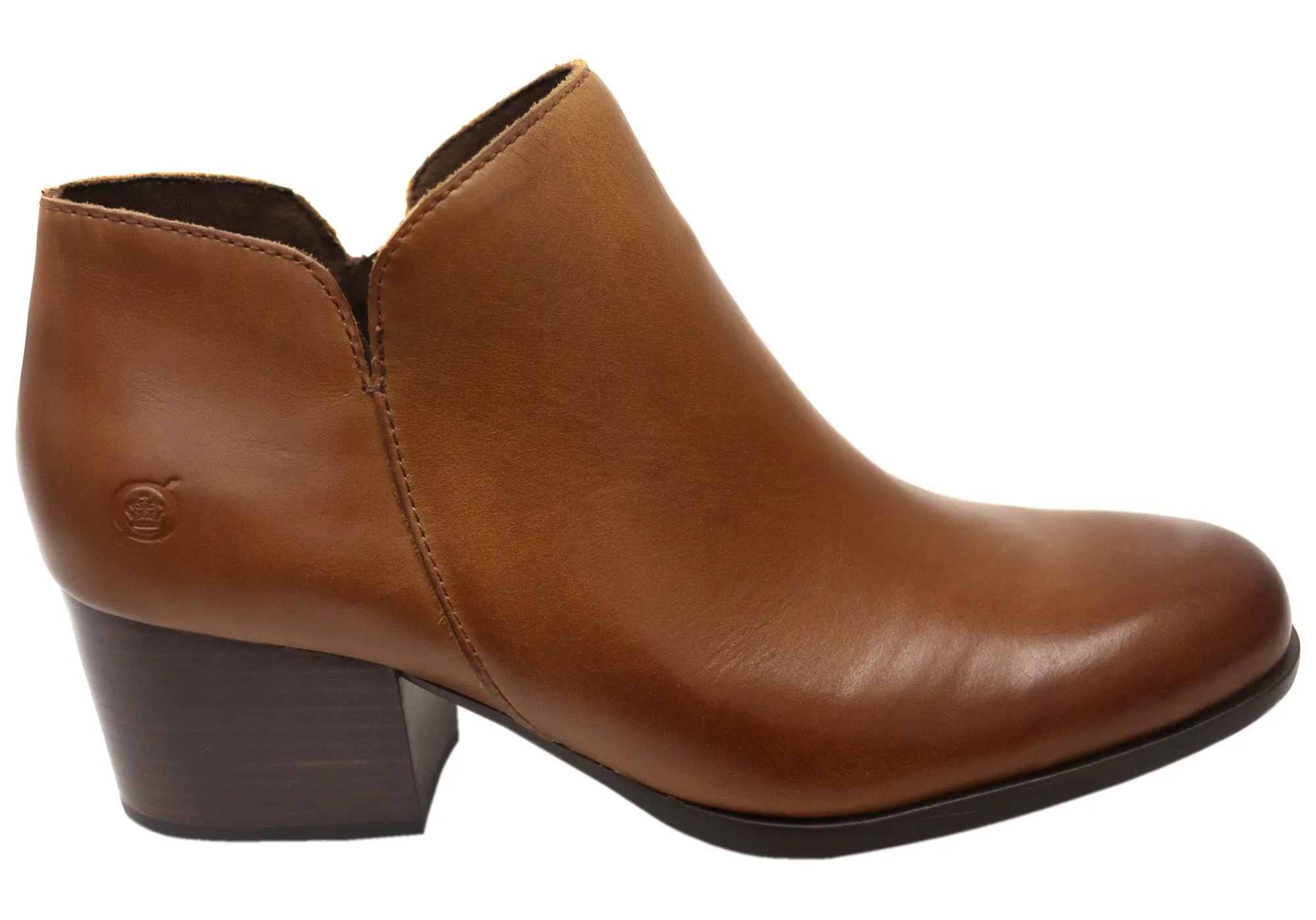 Soft Sole Robust Build Born Kenzy Womens Comfortable Leather Mid Heel Ankle Boots