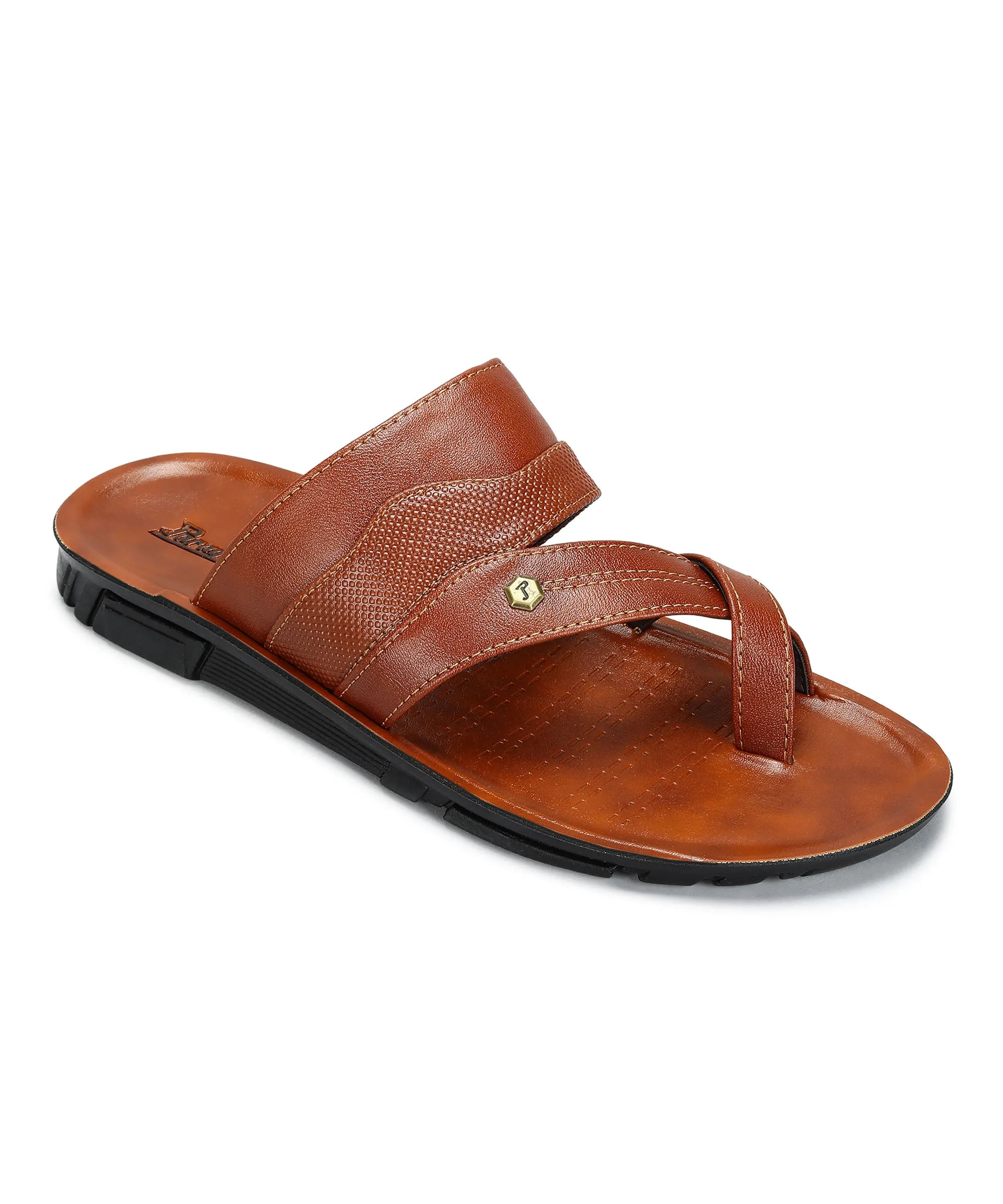 Flexible Sole Paragon Men's Slip-on Tan Sandals for Men | Comfortable Sole & Durable