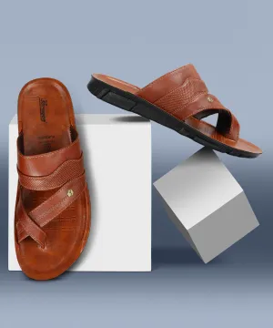 Fashionable Open-toe Sandals clean design Paragon Men's Slip-on Tan Sandals for Men | Comfortable Sole & Durable
