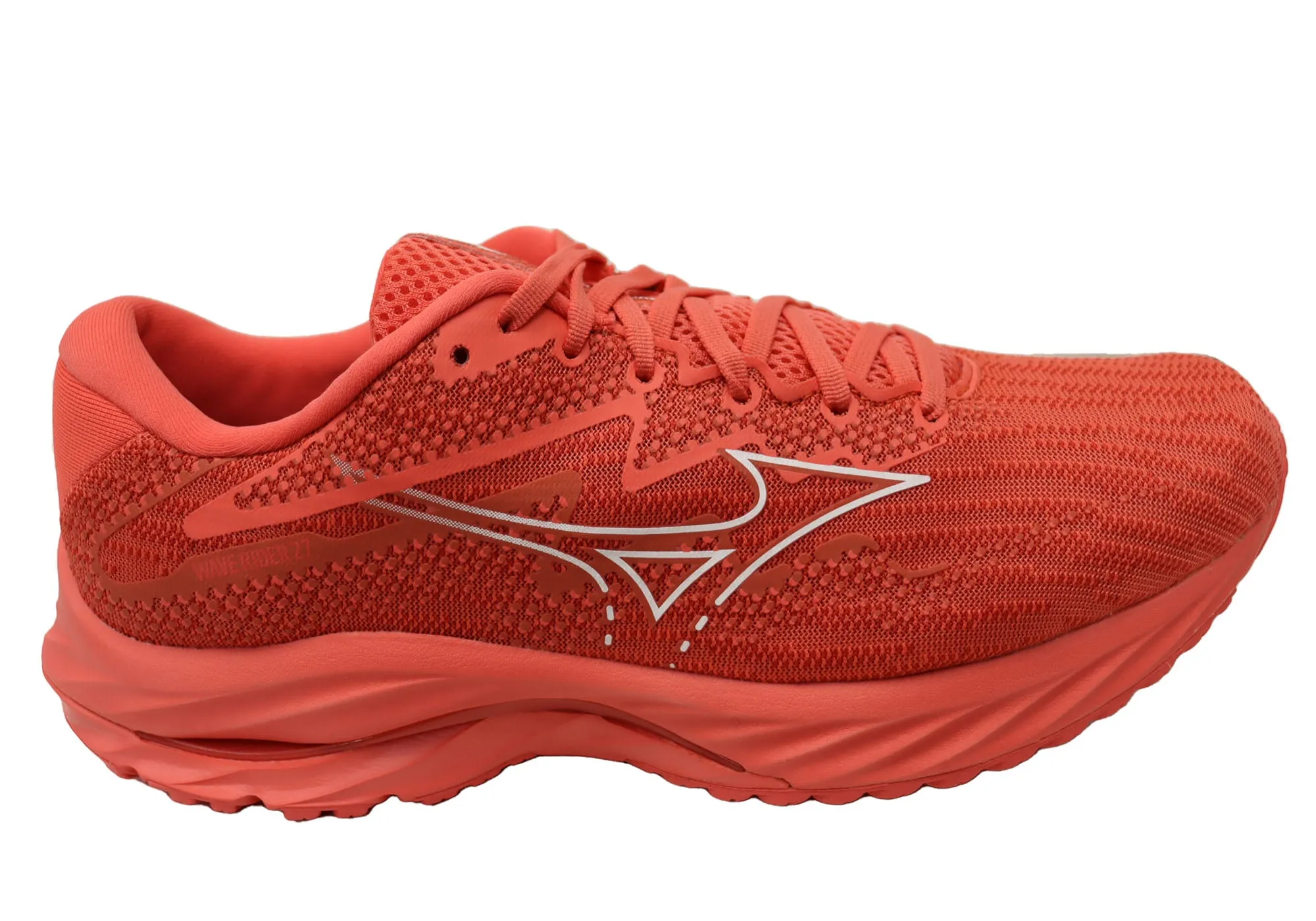 Footbed Contouring Responsive sole Mizuno Mens Wave Rider 27 Comfortable Running Shoes Red
