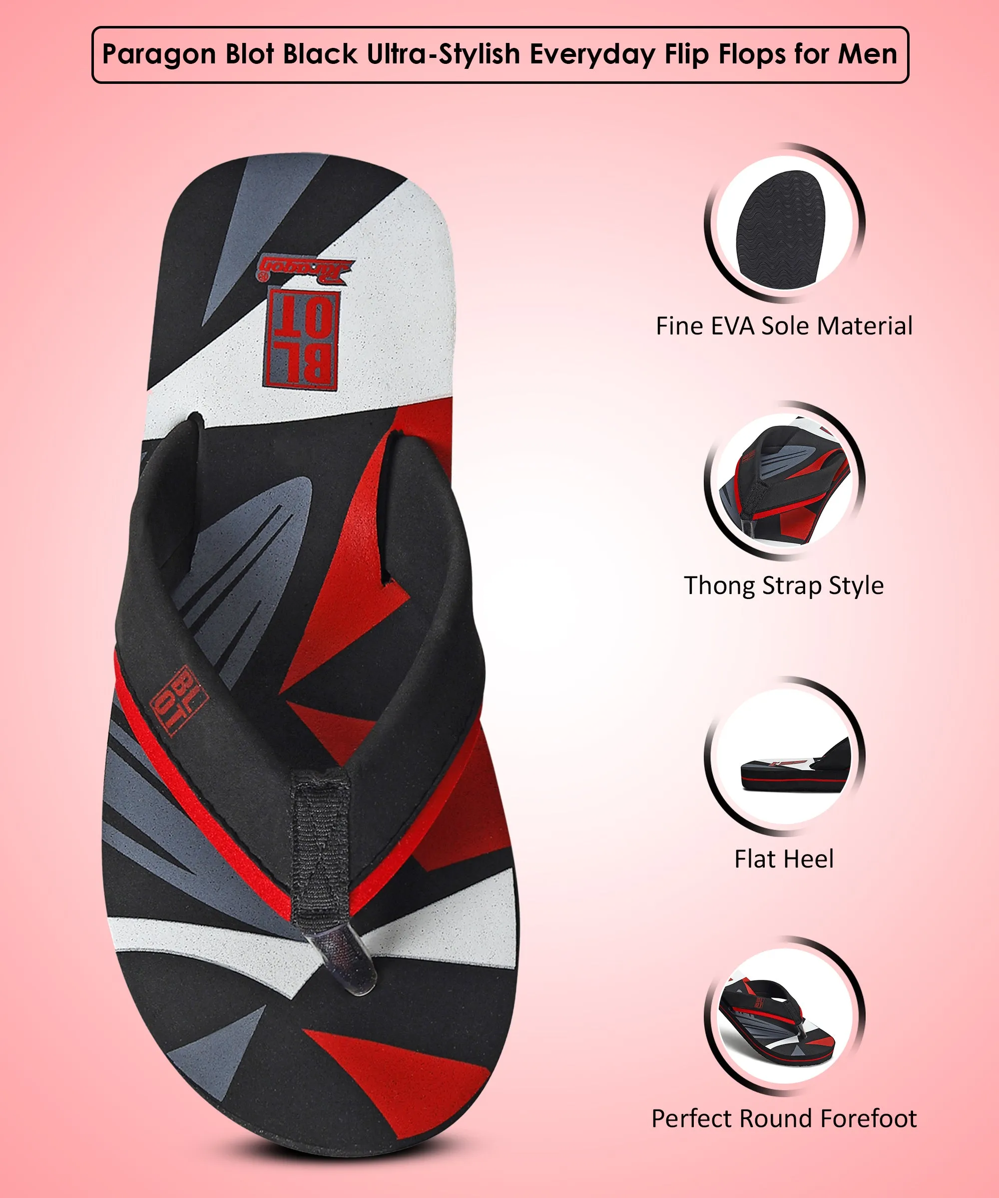 Paragon Blot K3305G Men Stylish Lightweight Flipflops | Casual & Comfortable Daily-wear Slippers for Indoor & Outdoor | For Everyday Use Ankle Strap