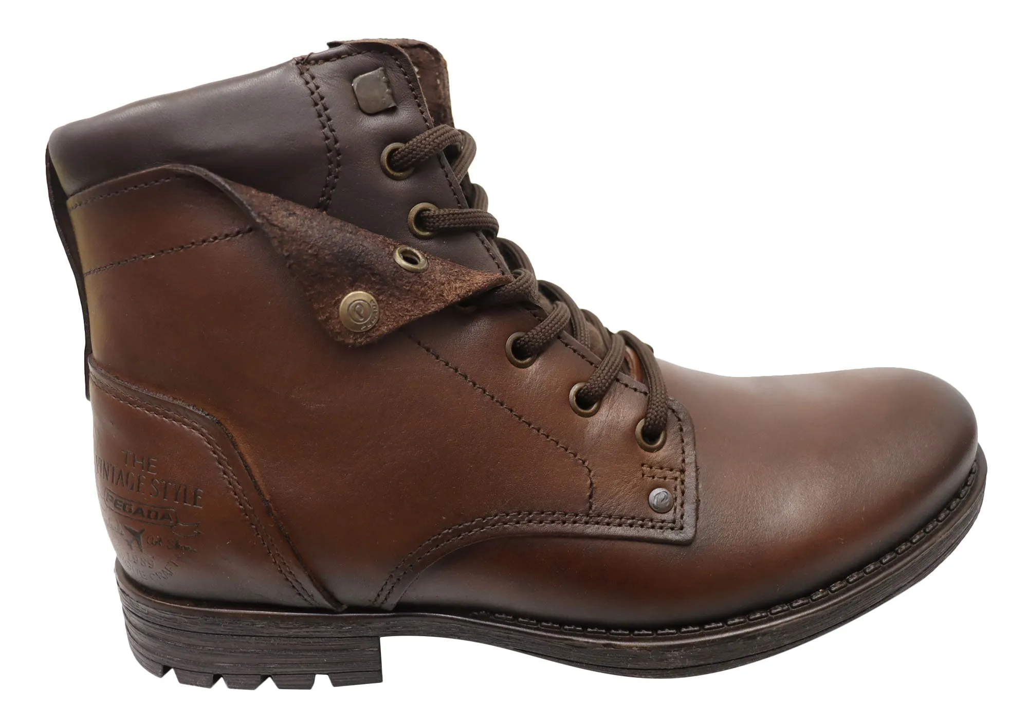 Pegada Julian Mens Comfortable Leather Boots Made In Brazil Olive Tone Weather resistant