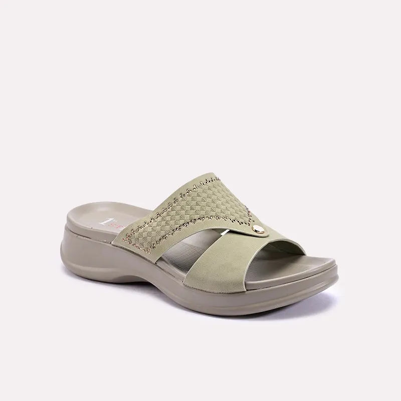 Pure Black Josette Green Chunky Casual Slippers 0412742