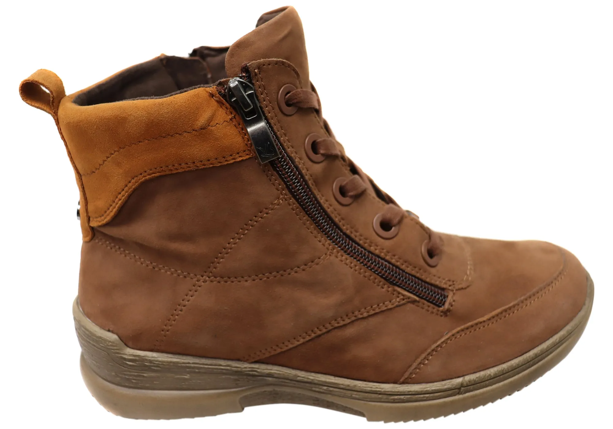 Hiking Essential Supportive Design Caprice Nina Womens Extra Wide Leather Suede Lace Up Ankle Boots