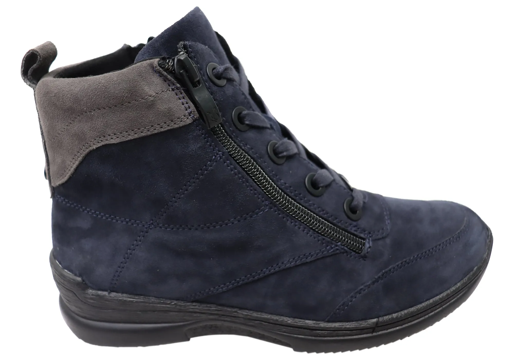 Caprice Nina Womens Extra Wide Leather Suede Lace Up Ankle Boots Breathable Rural Traveler