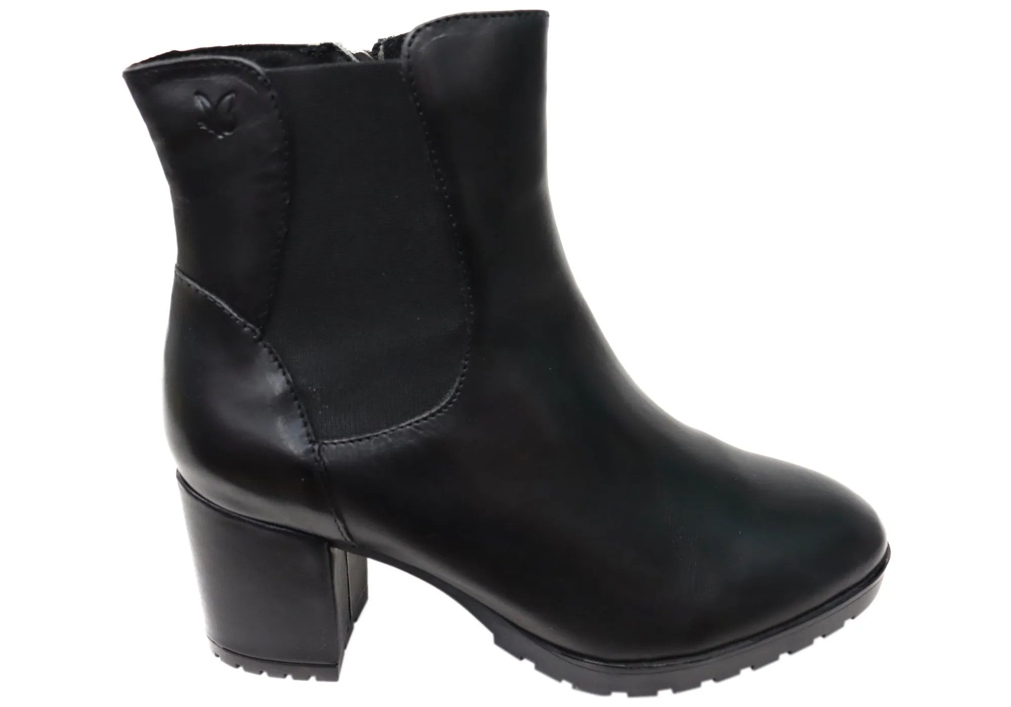 SlipResistant AnkleSupport Caprice Jessie Womens Extra Wide Comfort Mid Heel Leather Ankle Boots