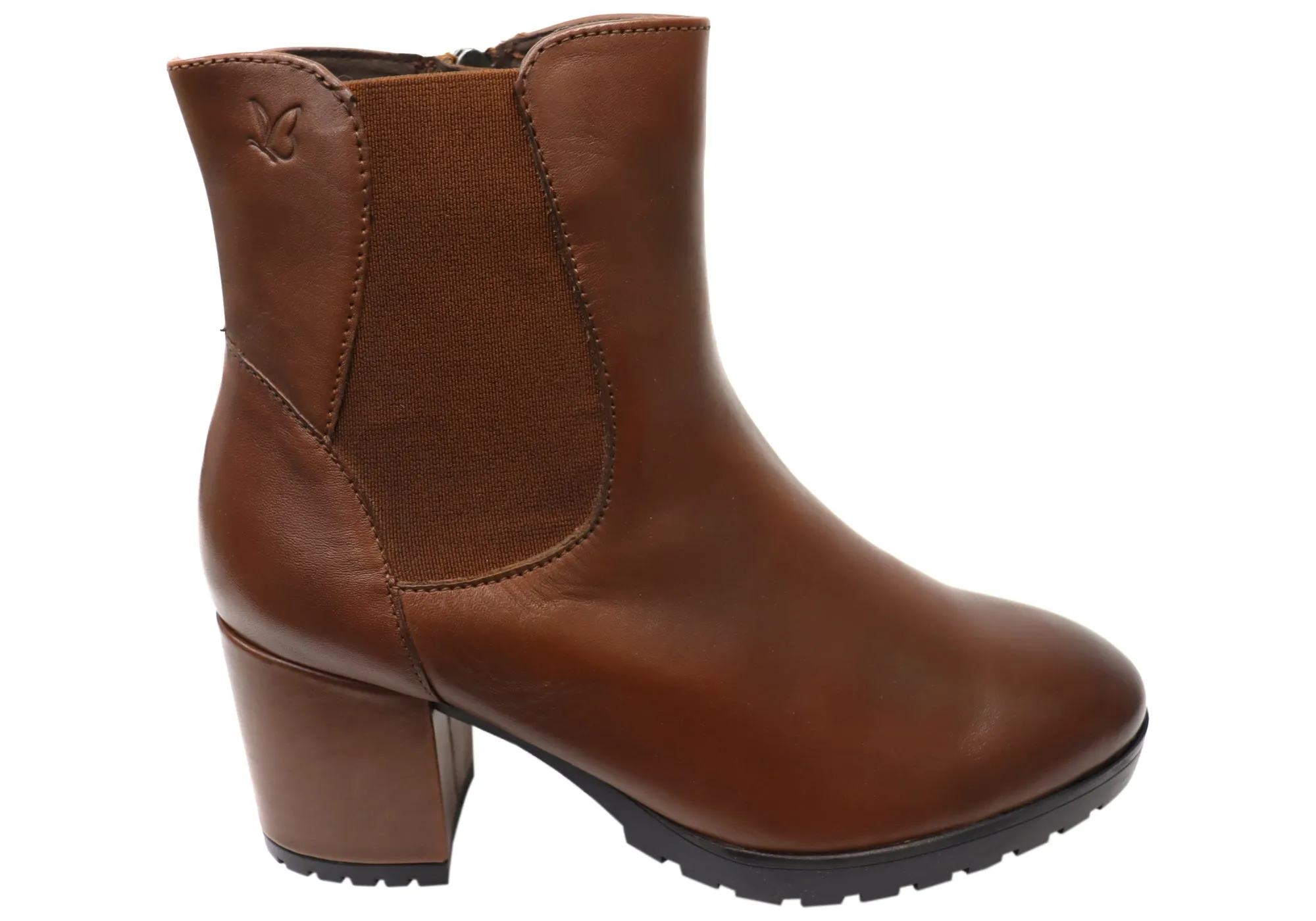 Utility Style Caprice Jessie Womens Extra Wide Comfort Mid Heel Leather Ankle Boots