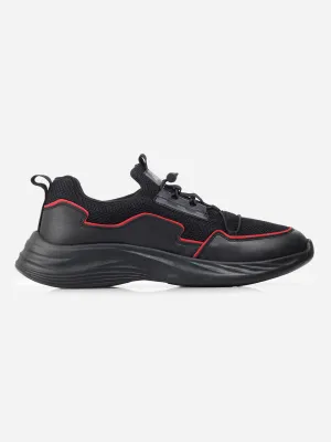 Daily Commuting Foot Friendly Men's Black Textured Mesh Sneakers IX7131