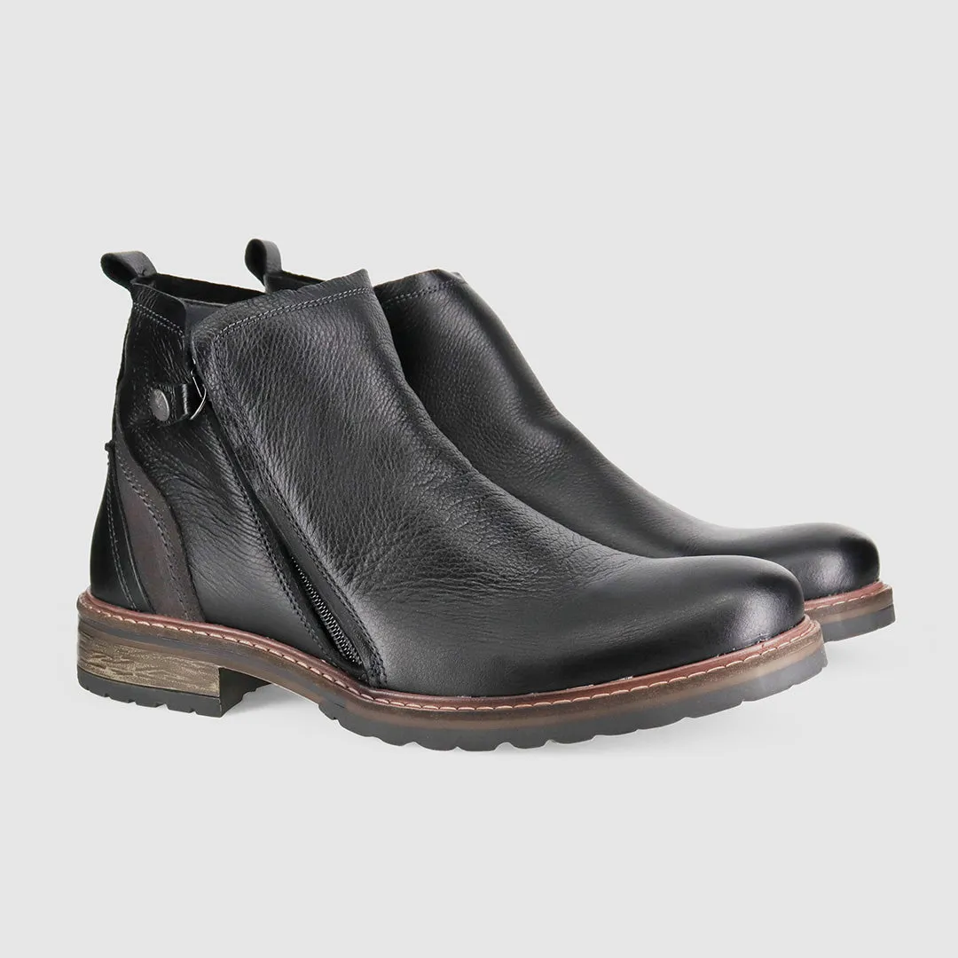 Low Profile All Day Worker Minimal Design Hunter Zip Up Boots Nero