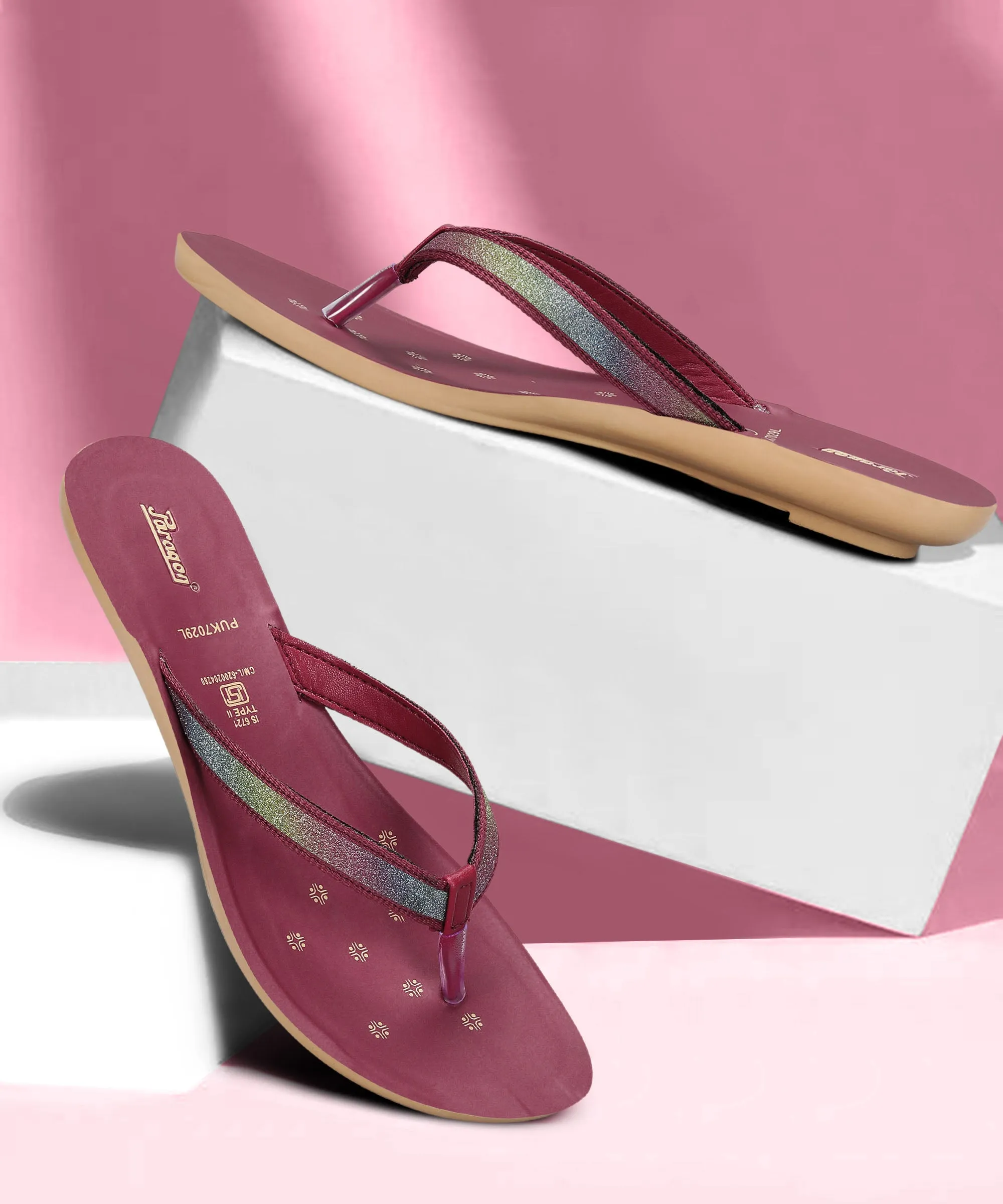 Paragon Women's Slip On Flat Maroon Sandals | Durable Dailywear Sandals Minimalist