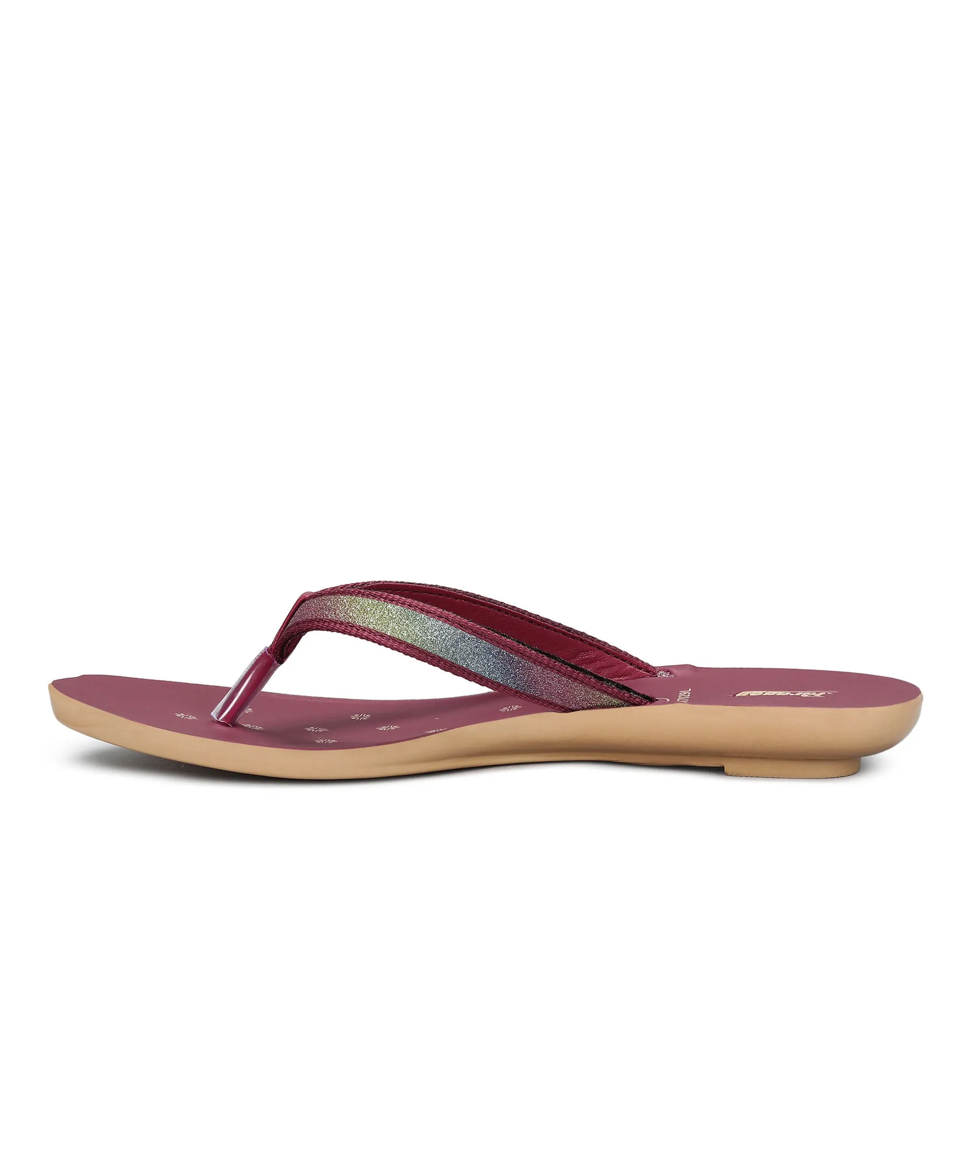 Paragon Women's Slip On Flat Maroon Sandals | Durable Dailywear Sandals Resort Look Retro