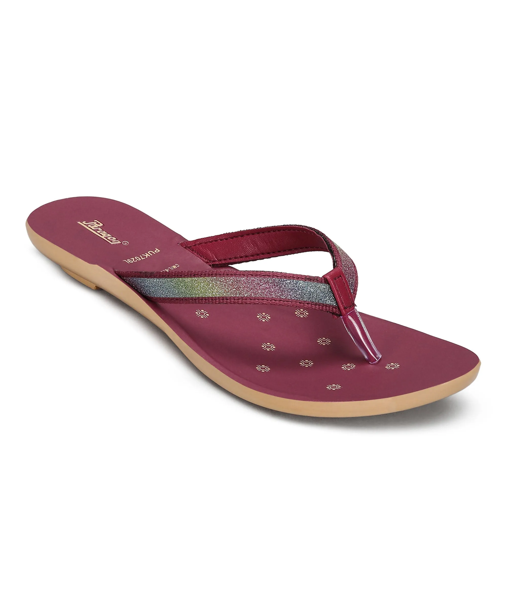Party Pop Paragon Women's Slip On Flat Maroon Sandals | Durable Dailywear Sandals