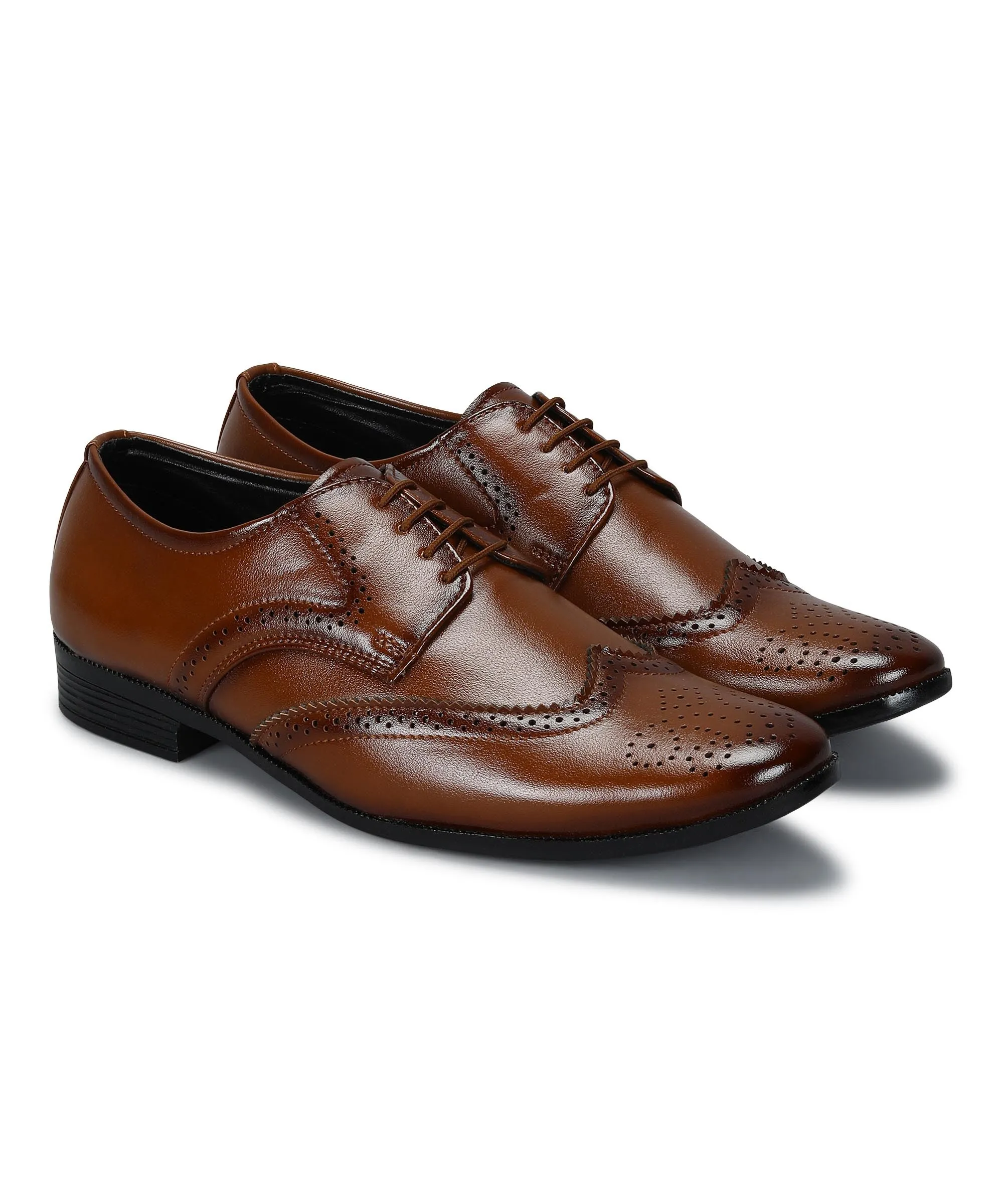 Quick Meeting Gloss Tip Paragon Men's Tan Formal Shoes| Trendy, Durable & Sturdy for Outdoor Wear