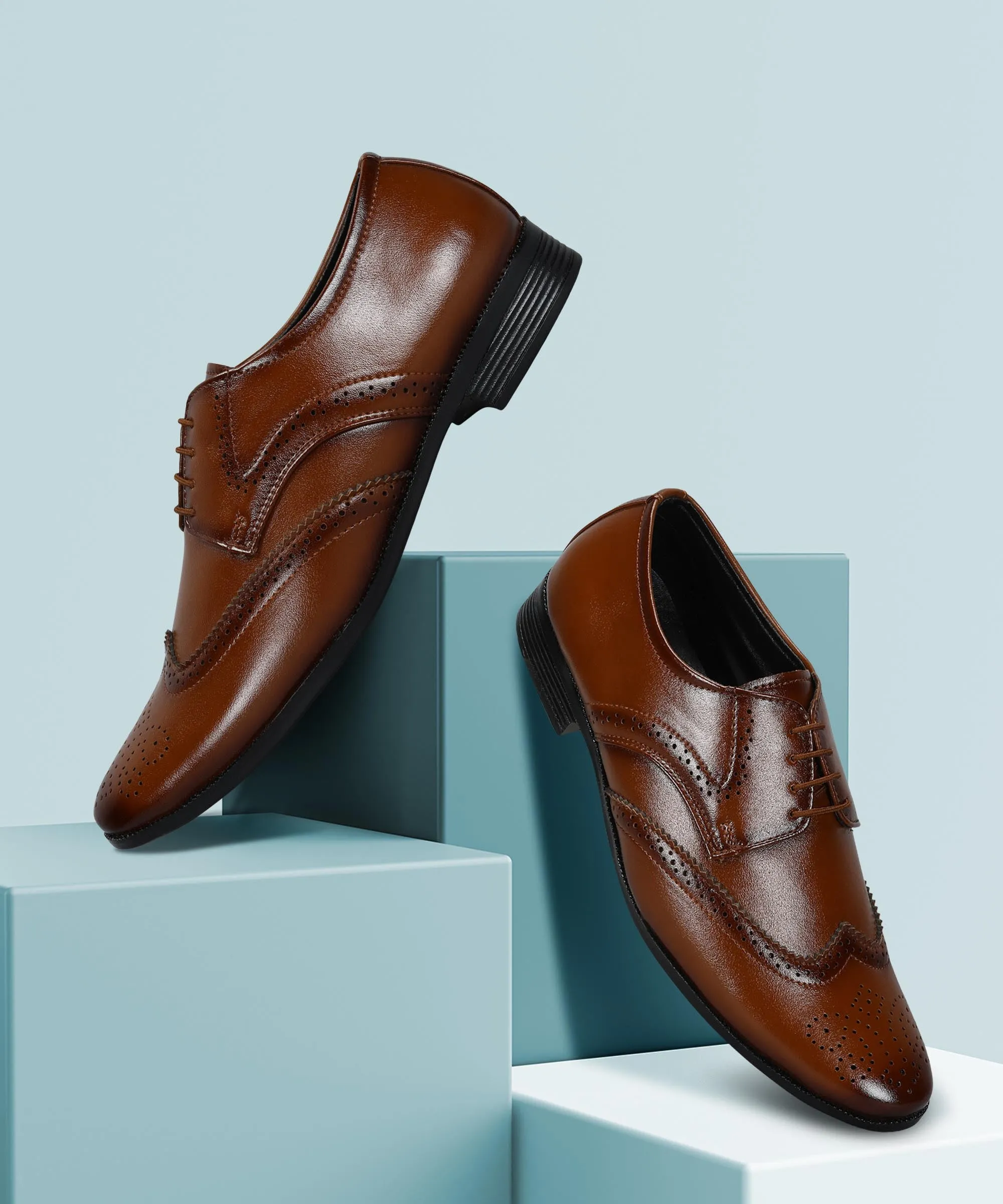 Charity Ball Paragon Men's Tan Formal Shoes| Trendy, Durable & Sturdy for Outdoor Wear