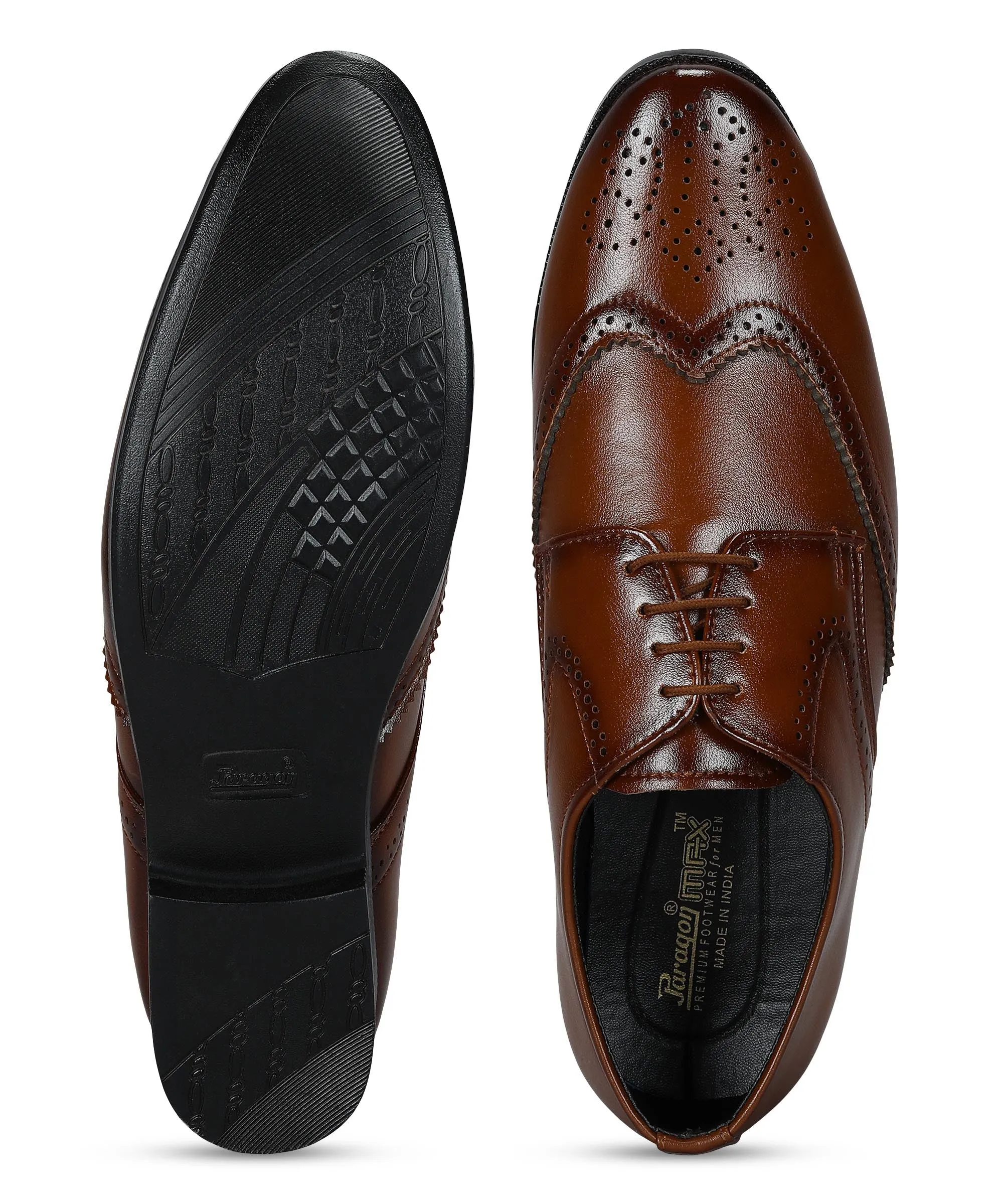 Durable Build Vintage Look Paragon Men's Tan Formal Shoes| Trendy, Durable & Sturdy for Outdoor Wear