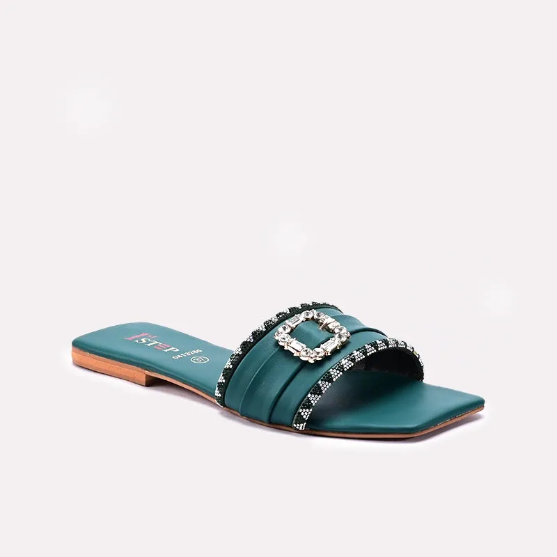 Womens Green Casual Flats 0413286 Dive Gear Hill Walk