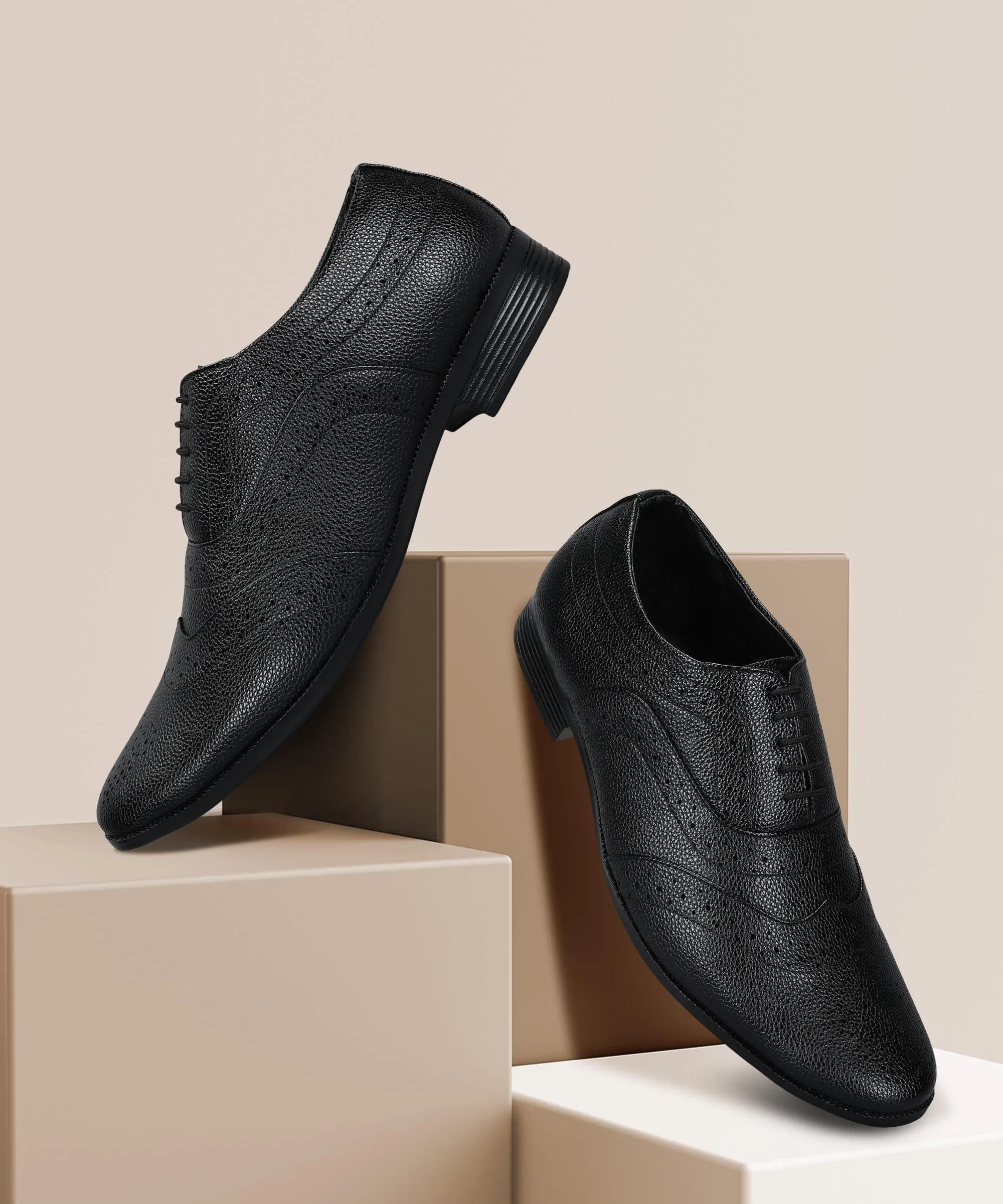 Mesh Knit Paragon Men's Black Formal Shoes| Trendy, Durable & Sturdy for Outdoor Wear