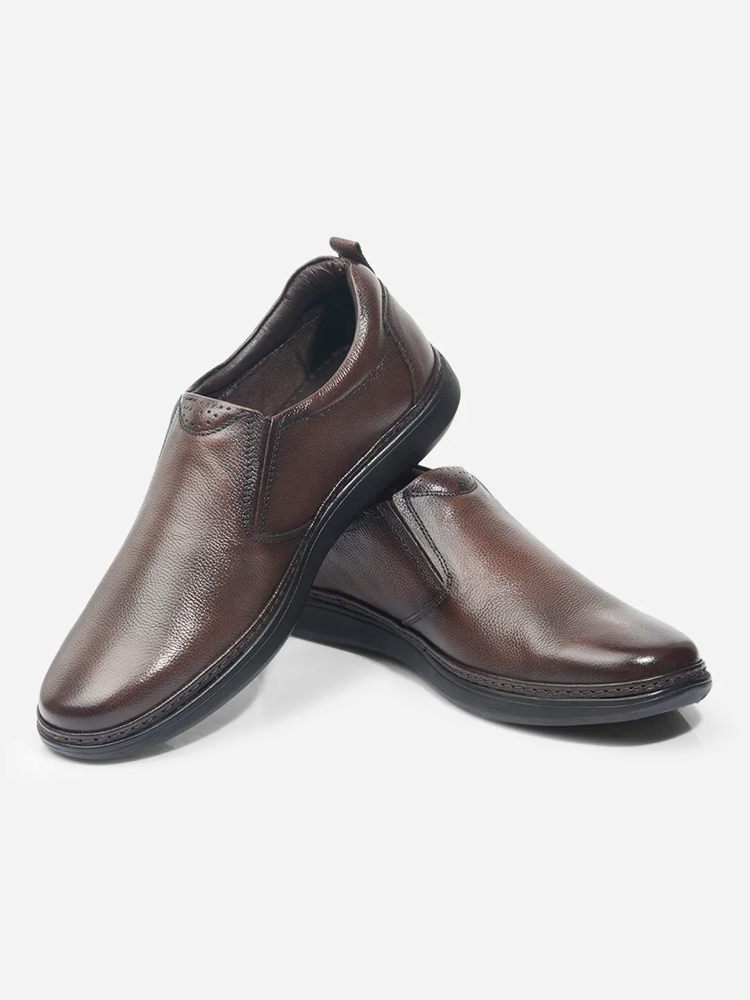 Men's Brown Round Toe Slip-On Semi Formal (ID2225L) Understated Base Pace